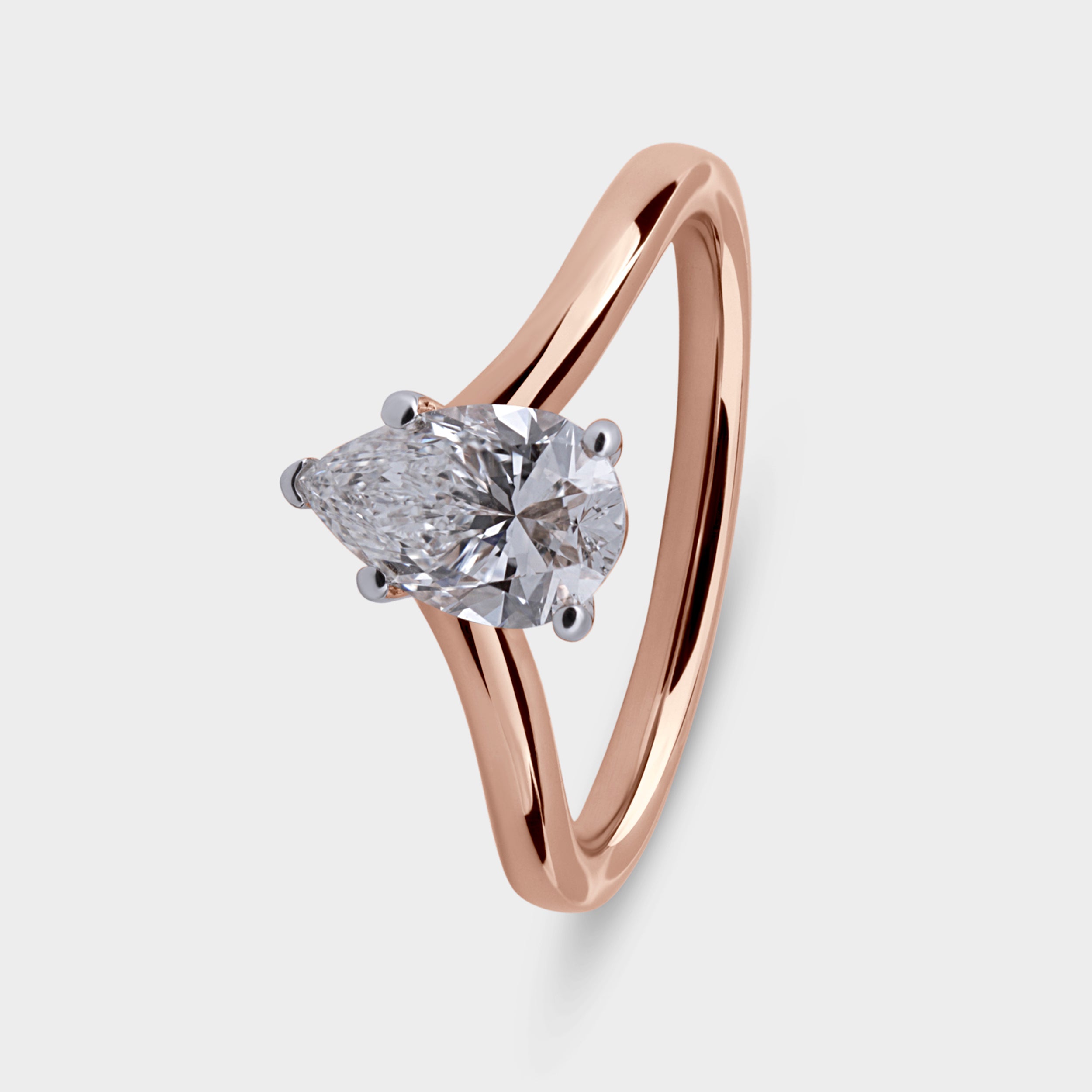 Pear-Shaped 1.01 Carat Lab-Grown Solitaire Diamond Ring in Rose Gold | SKU : 0019828732