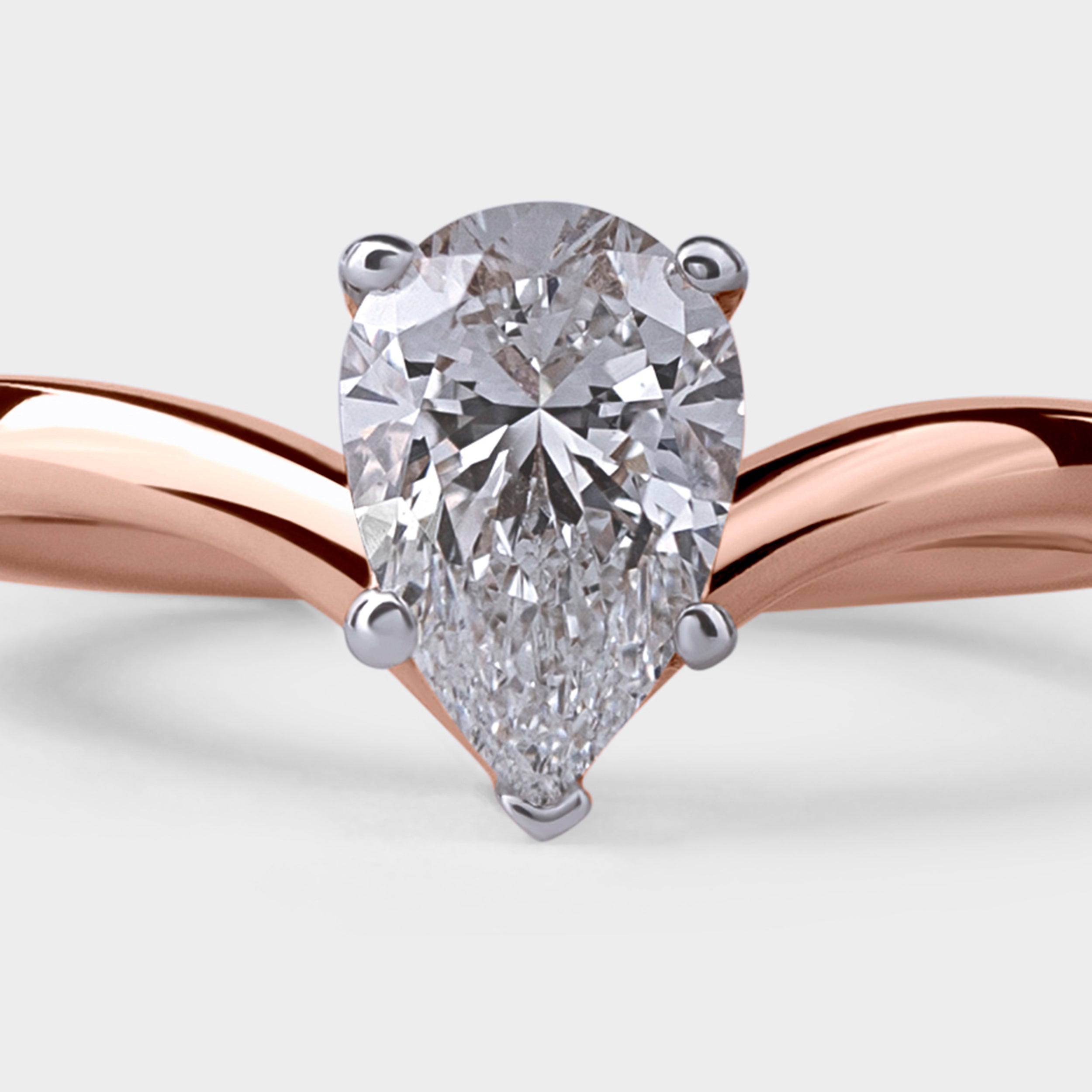 Pear-Shaped 1.01 Carat Lab-Grown Solitaire Diamond Ring in Rose Gold | SKU : 0019828732