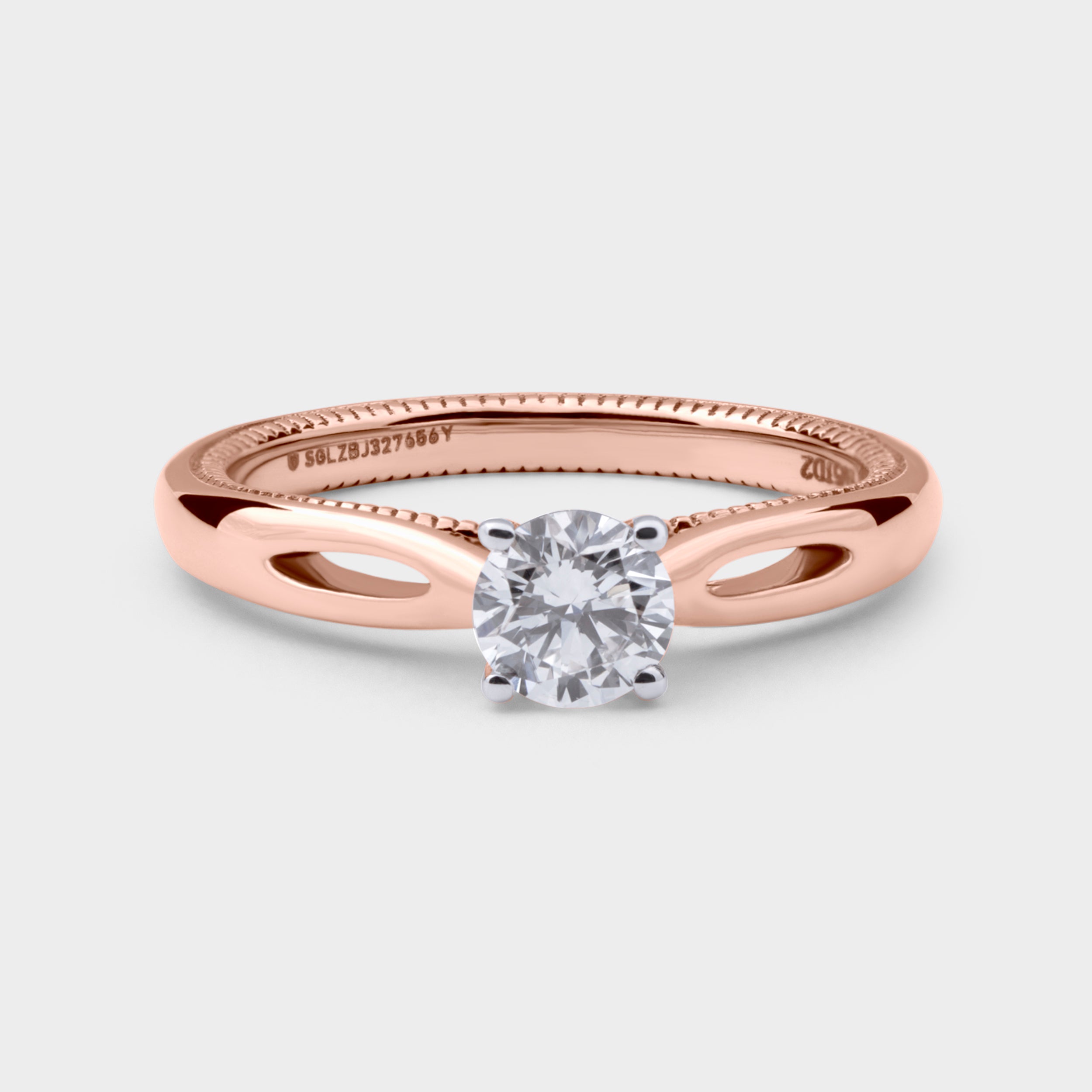 Round Brilliant 0.50 Carat Solitaire Lab-Grown Diamond Ring in Rose Gold | SKU : 0019828787