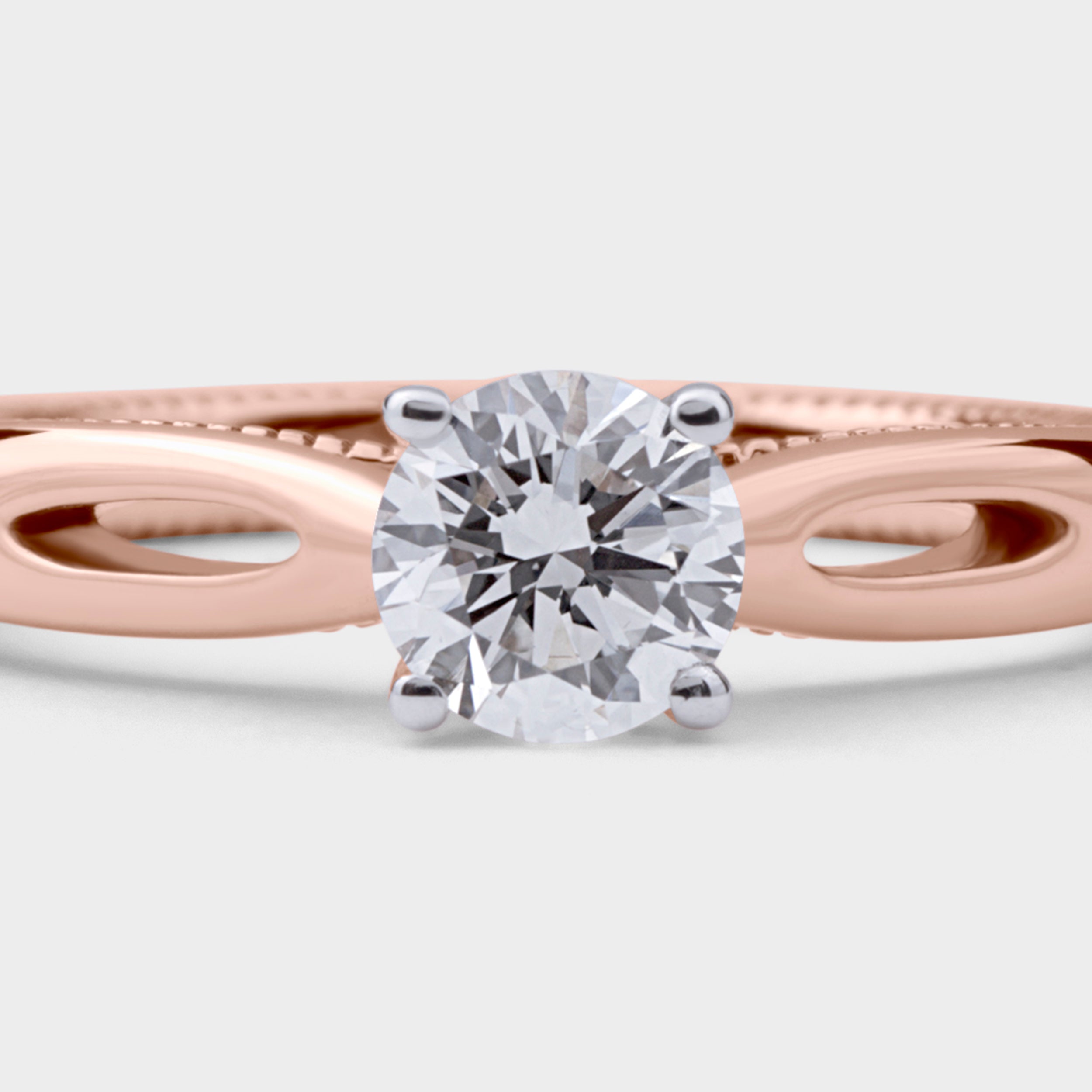 Round Brilliant 0.50 Carat Solitaire Lab-Grown Diamond Ring in Rose Gold | SKU : 0019828787