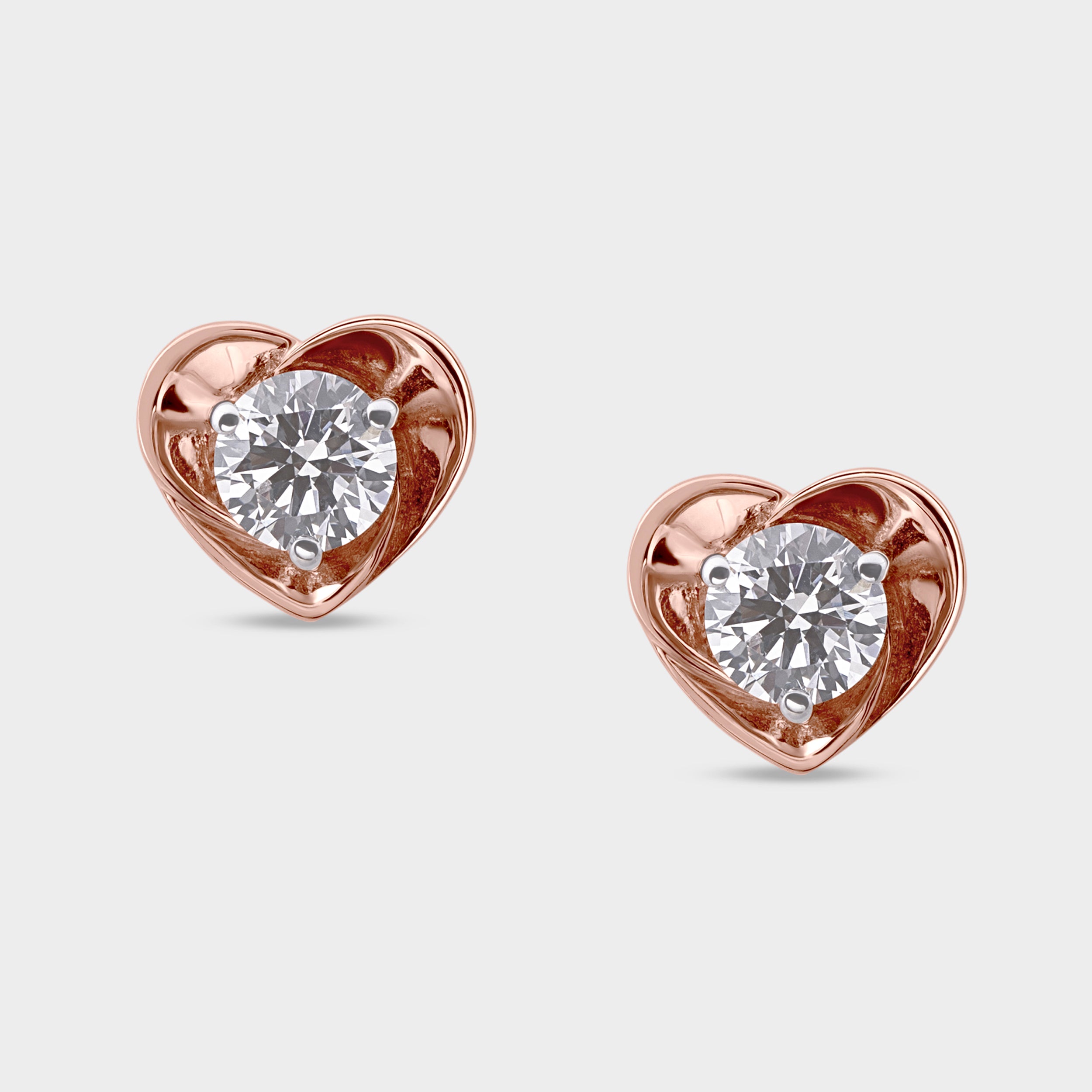 Round Brilliant 1.11 Carat Pair Heart-Shaped Solitaire Lab Grown Diamond Earstuds | SKU : 0019853888