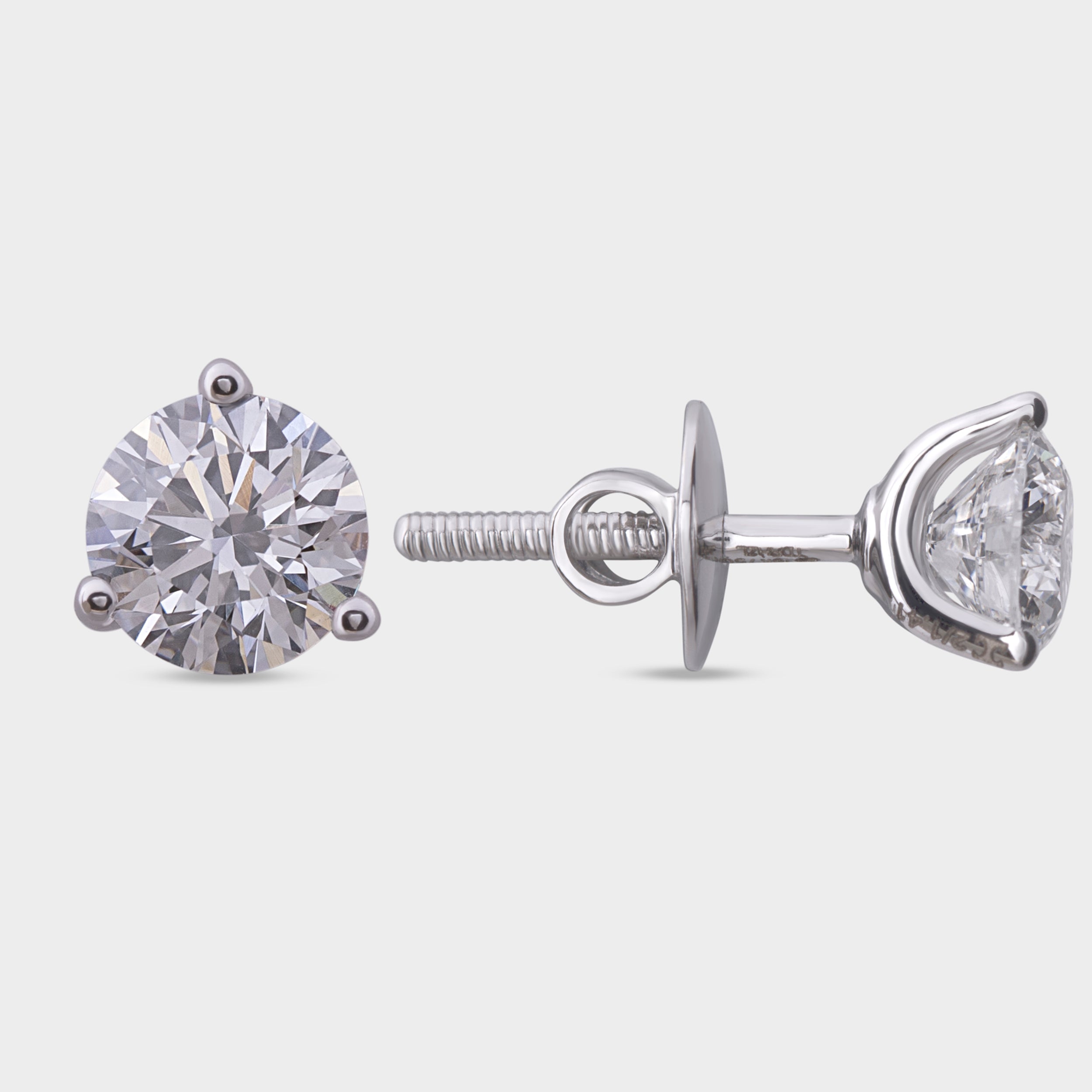 Round Brilliant 1.41 Carat Pair Lab Grown Solitaire Diamond Earstuds | SKU : 0019853895