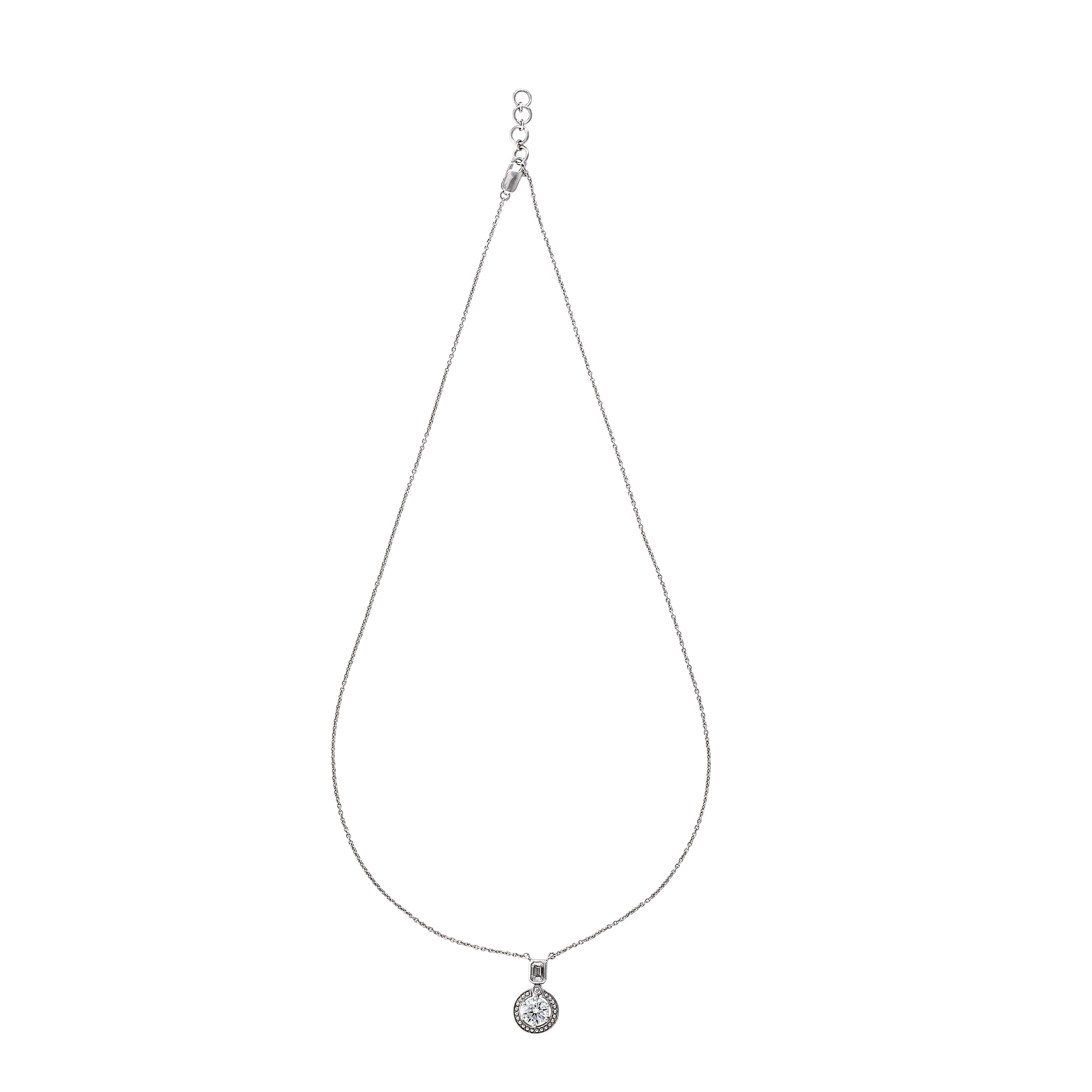 Round Brilliant- Emerald Cut 0.75 Carat & 0.23 Carat Lab Grown Diamond Chain Pendant | SKU : 0003181515