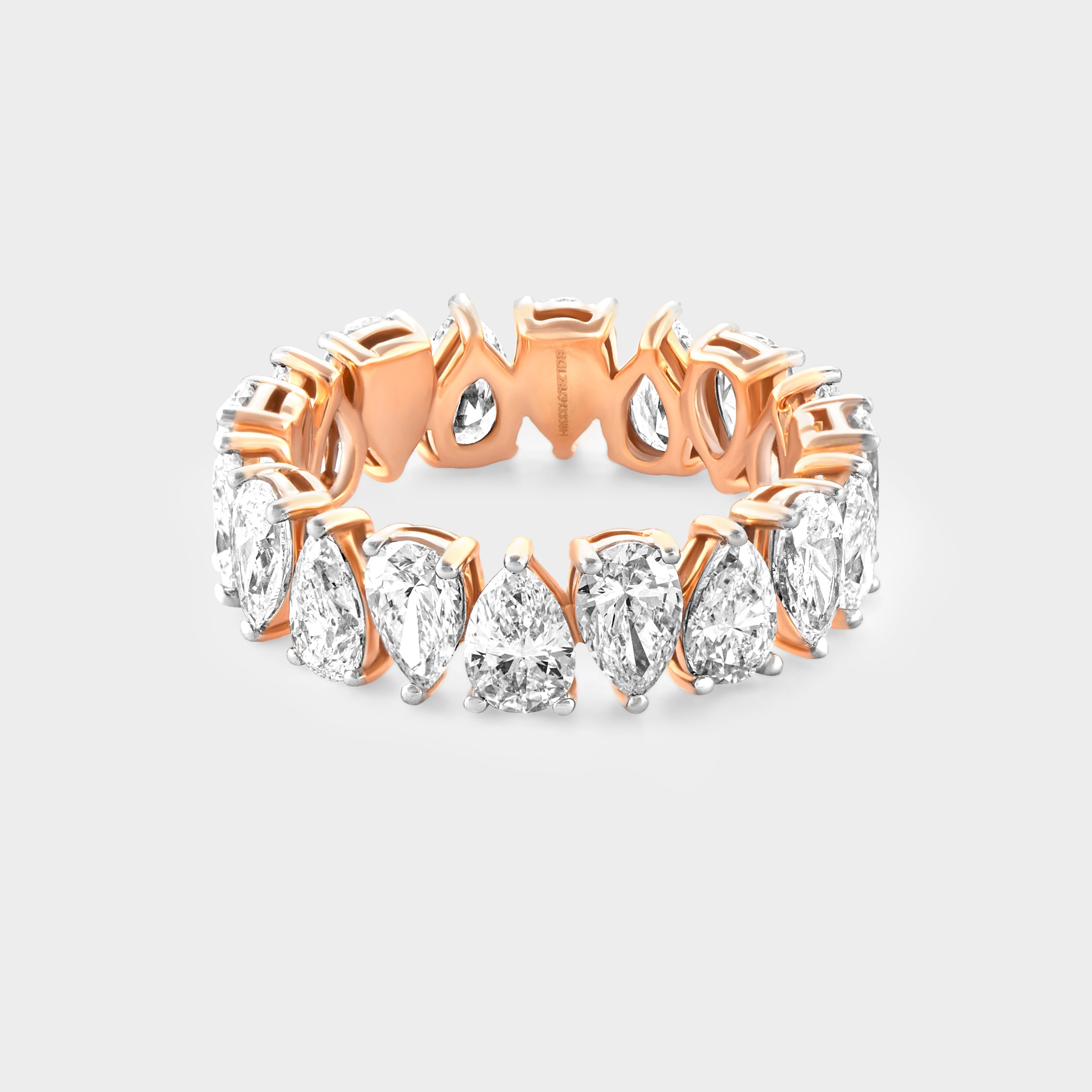 Radiant Rose: Lab-Grown Pear-Shaped Diamond Eternity Band in Rose Gold | SKU: 0019053110