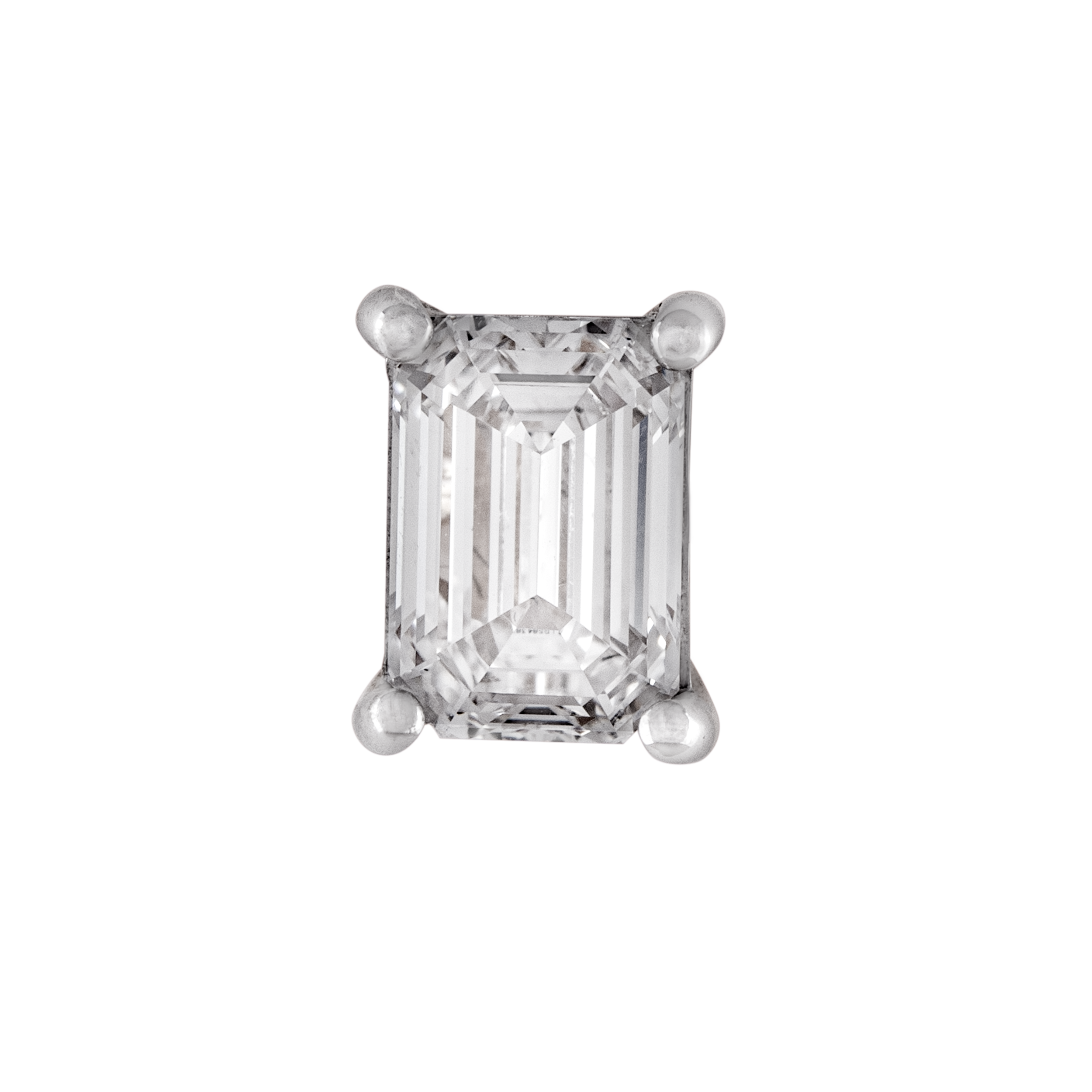 Emerald Cut 1.00 & 0.01 Carat Lab Grown Diamond Solitaire Ear Studs | SKU: 0019052113