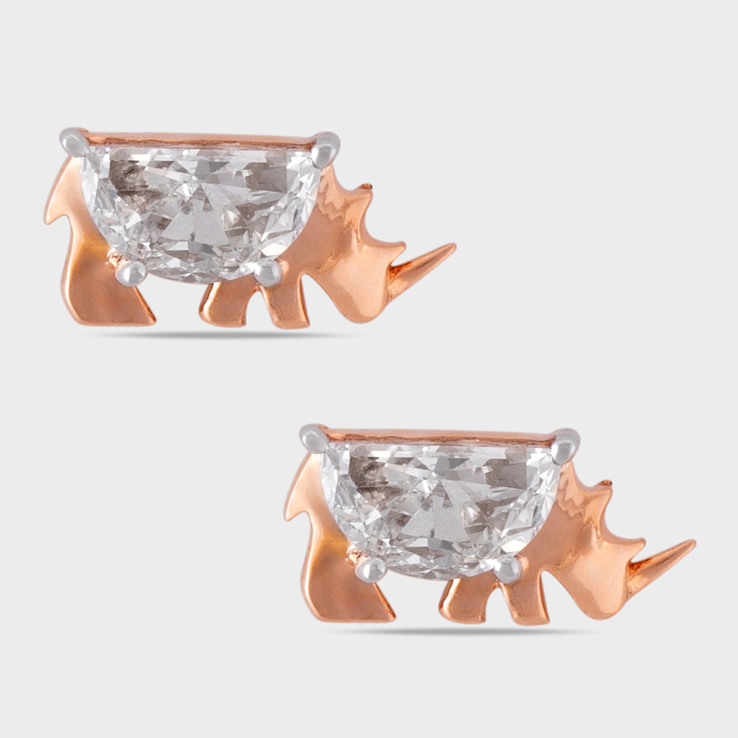 Safari Chic: Rhino Design Gold Tops Set with Lab-Grown Diamonds | SKU : 0019334493