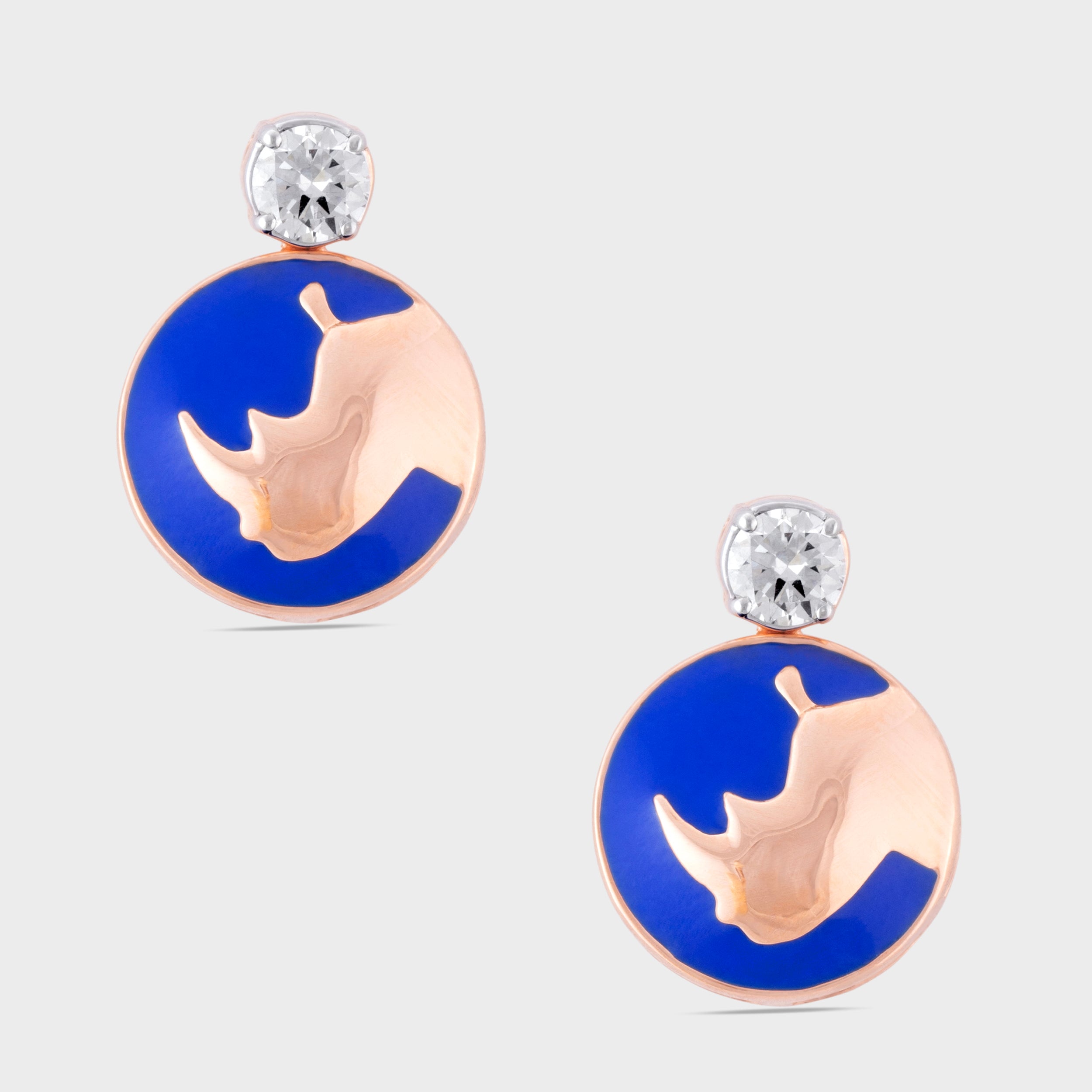 Safari Chic: Rhinoceros Motif Diamond Drop Earrings | SKU : 0019510644