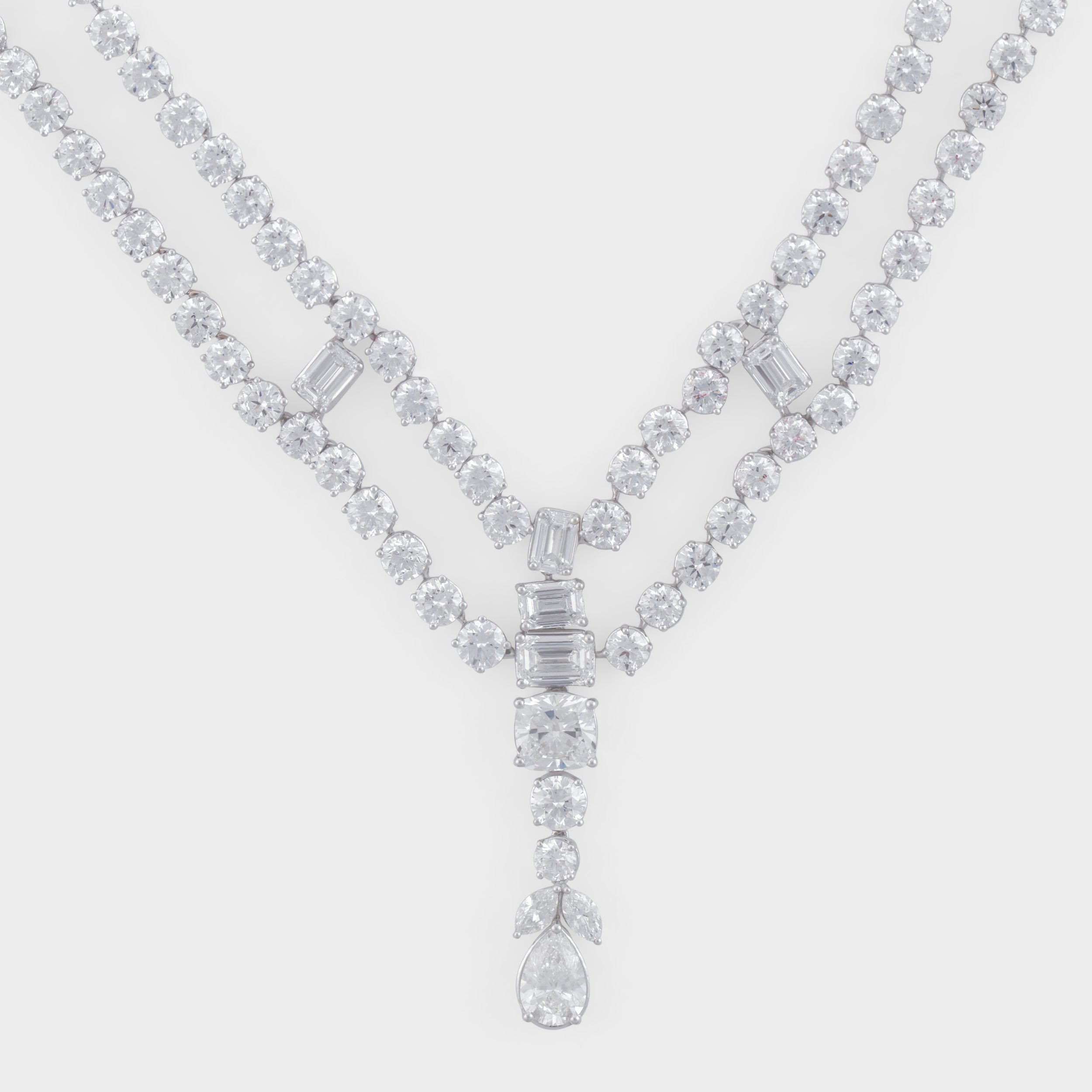 Cushion-Emerald & Various Cut 28.26 Carat Lab-Grown Solitaire Diamond Necklace in White Gold | SKU : 0019515939