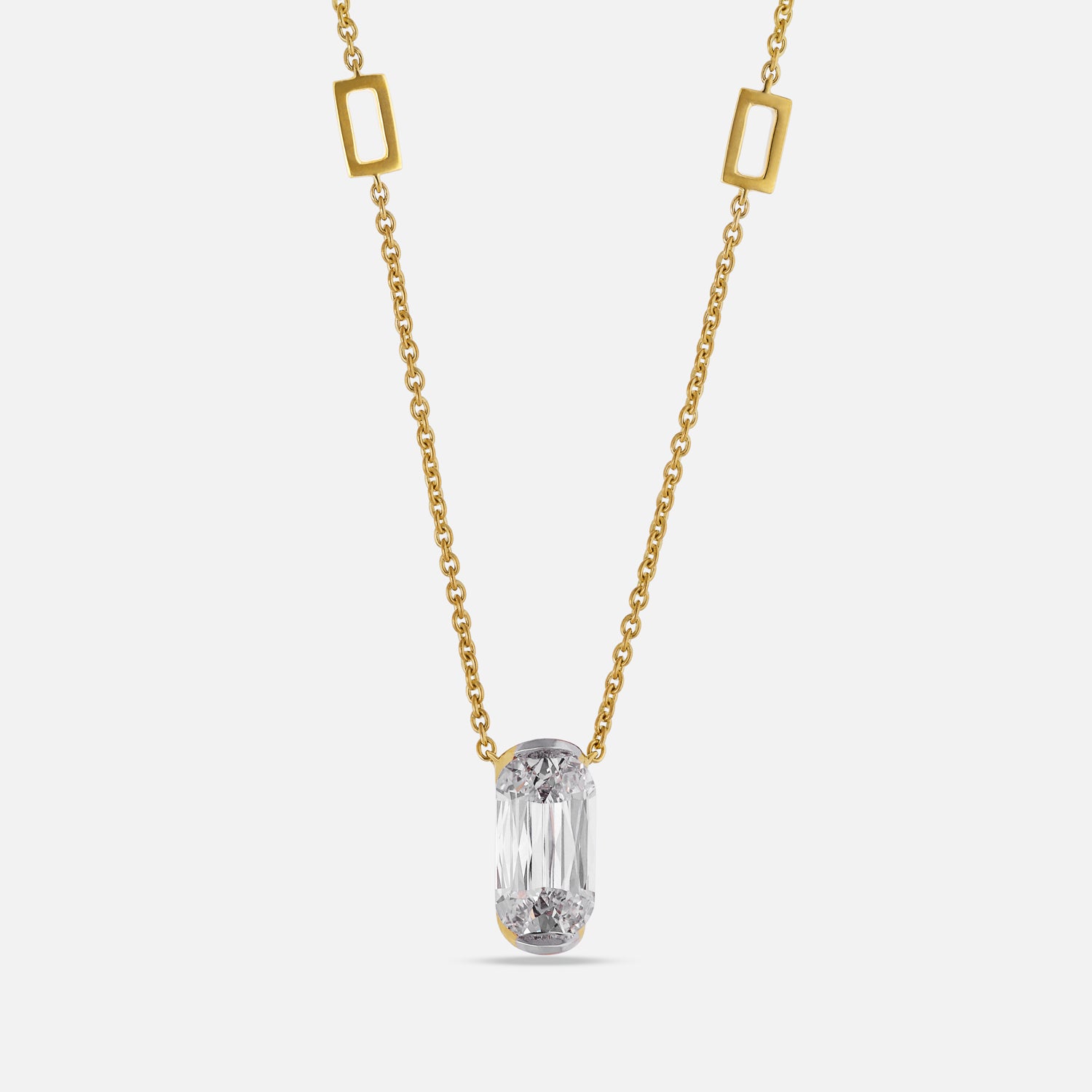 Elongated Cushion-Cut Lab-Grown Diamond Pendant on Gold Chain | SKU : 0021912801