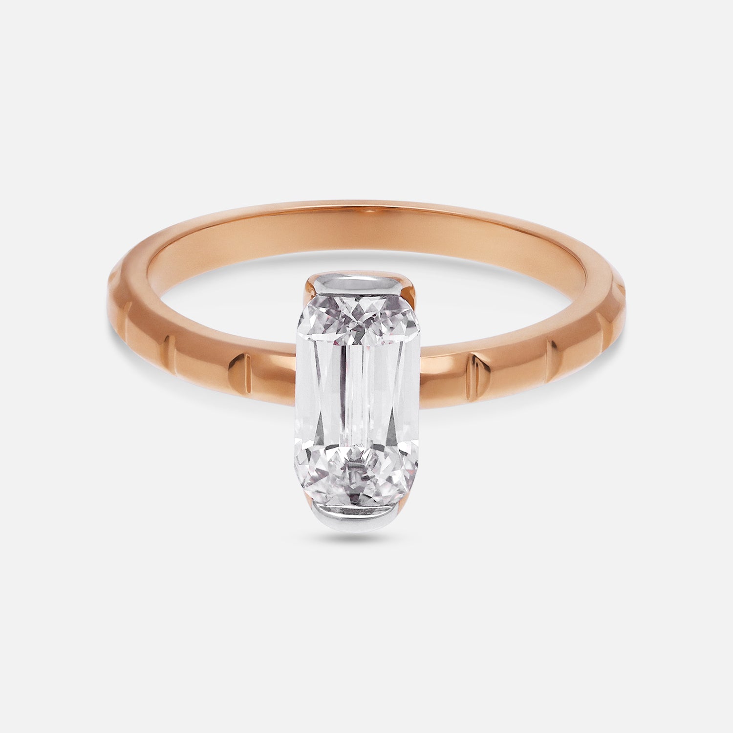 Rose Gold Ring with Elongated Cushion-Cut Lab-Grown Diamond | SKU : 0021916861