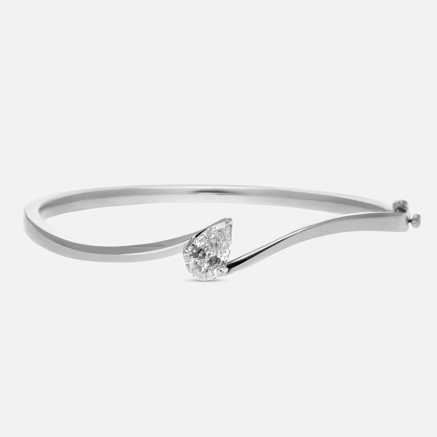 White Gold Bangle with Pear Step-Cut Lab-Grown Diamond | SKU : 0021938757