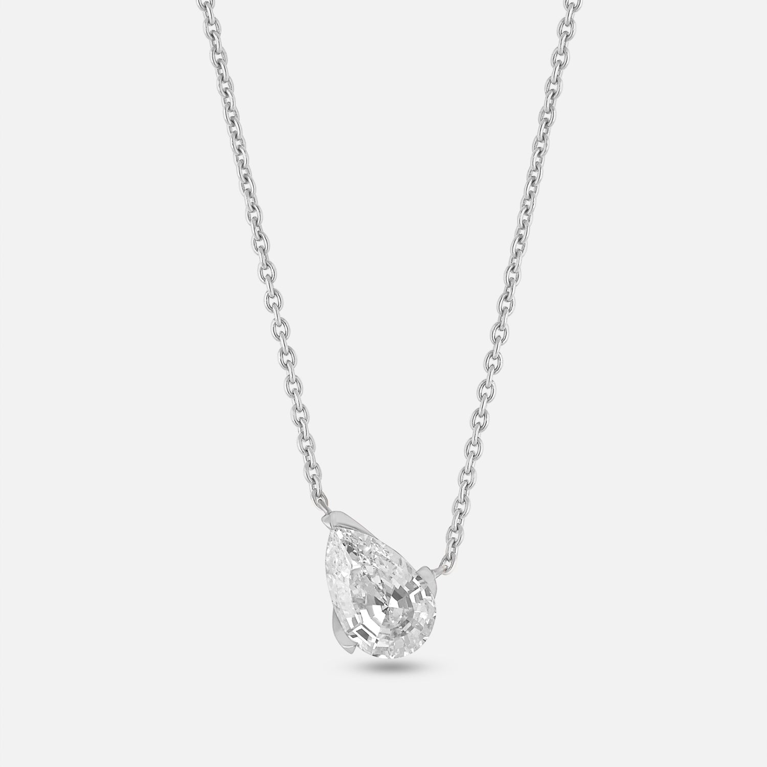Pear-Cut Lab Grown Diamond Pendant in 18K White Gold Chain | SKU : 0021938726