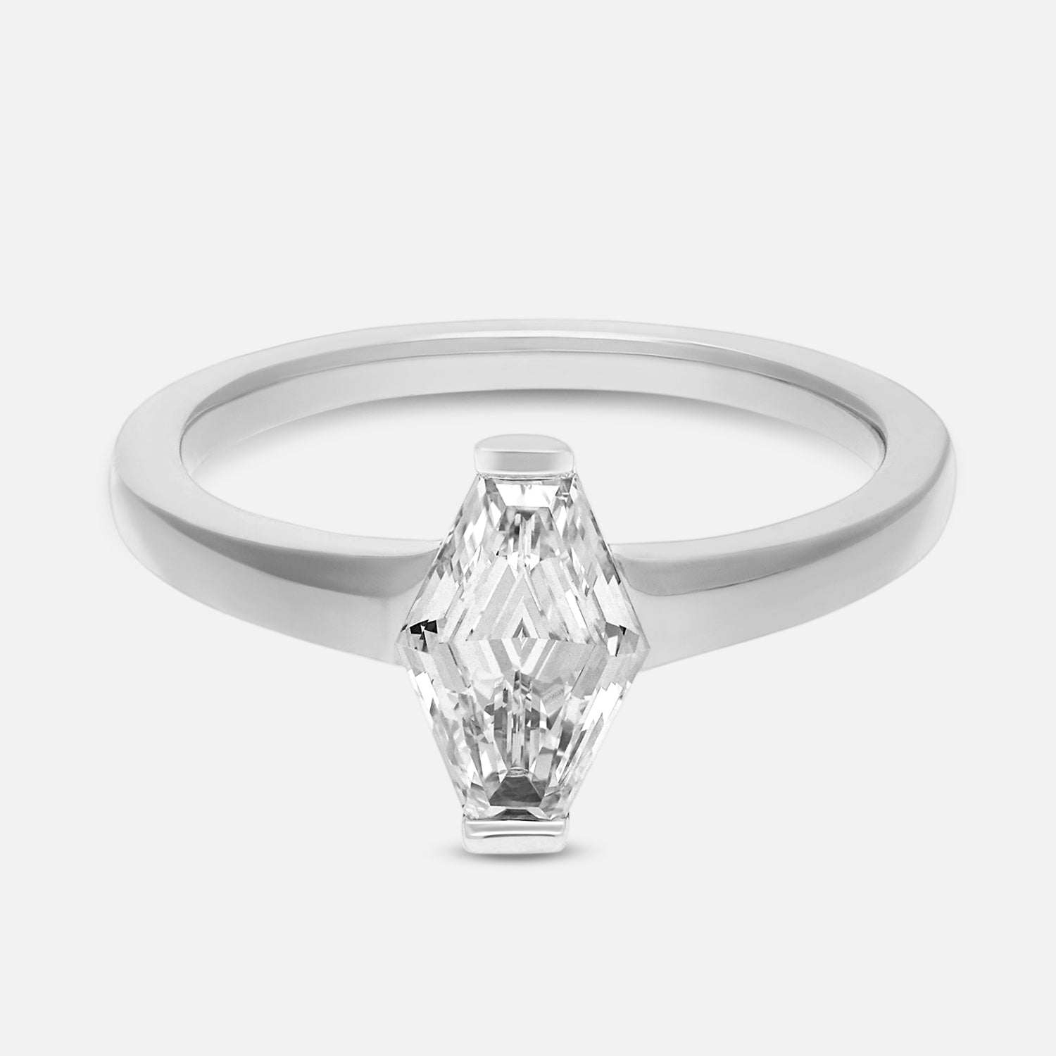Lozenge Blunt-Cut Lab Grown Diamond Ring in 18K White Gold | SKU : 0021938566