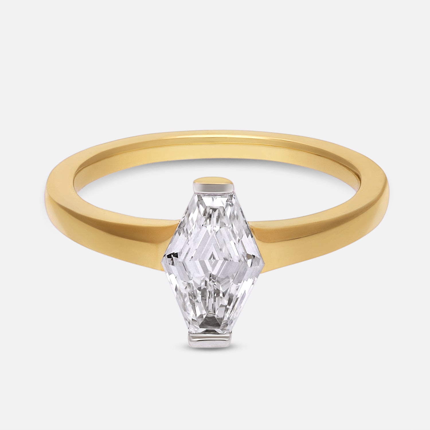 Lozenge Blunt-Cut Lab-Grown Diamond Ring in 18Kt Yellow Gold | SKU : 0021912795