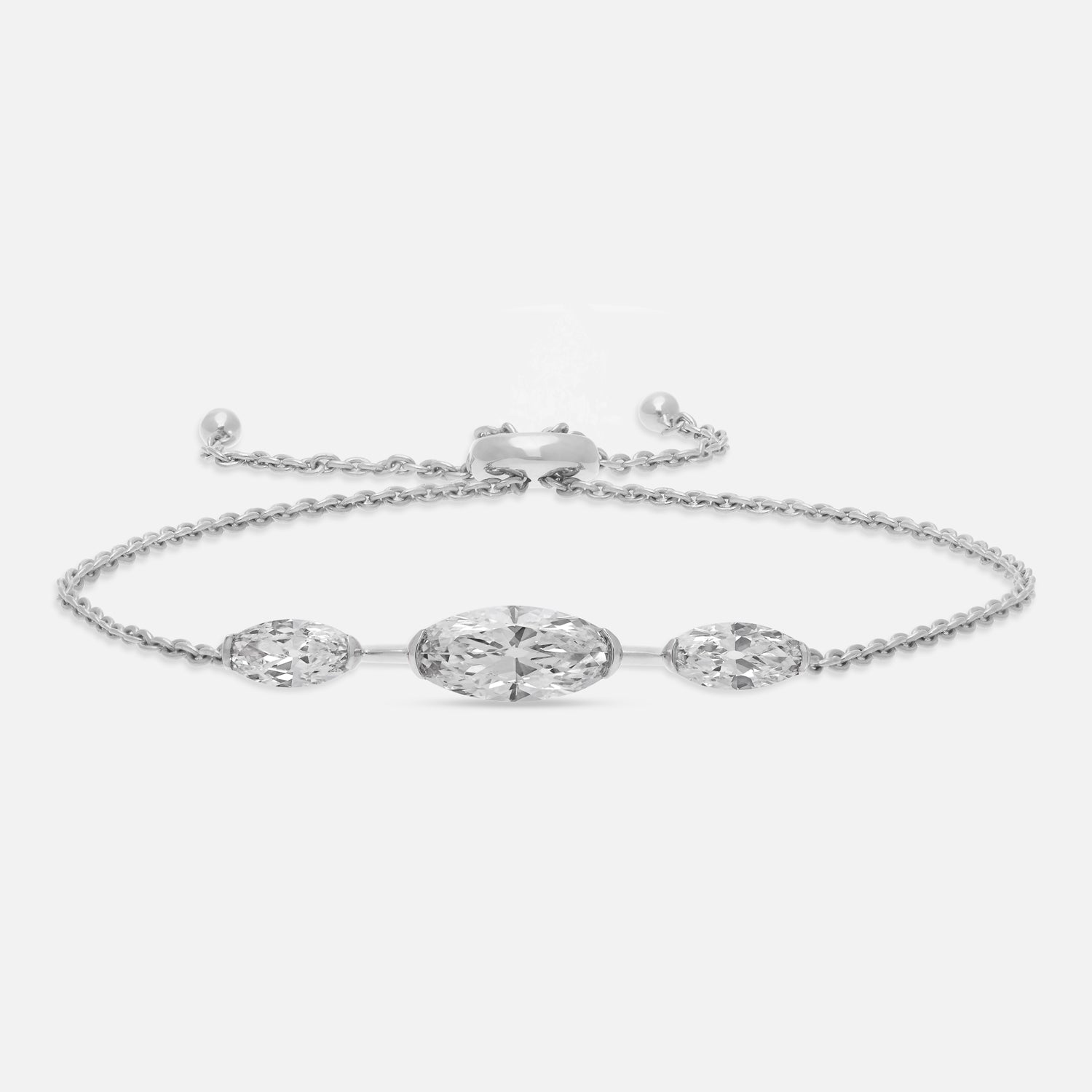 Roval-Cut Lab Grown Diamond Bracelet in 18K White Gold | SKU : 0021929991