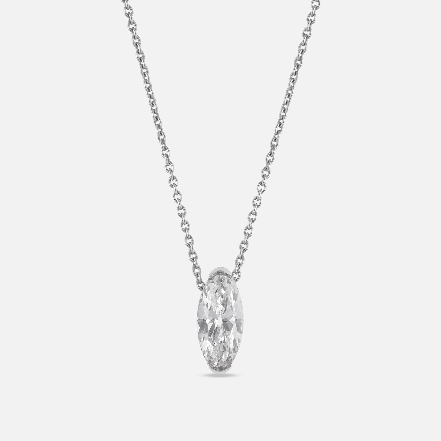 Roval-Cut Lab Diamond Pendant in 18K White Gold | SKU : 0021929977