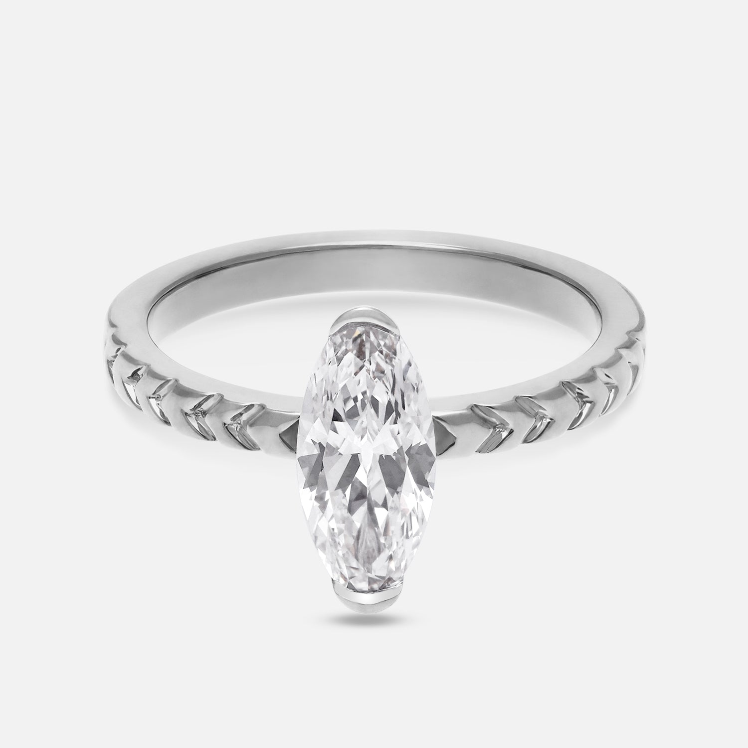 Roval-Cut Lab Grown Diamond Ring in 18K White Gold | SKU : 0021929984