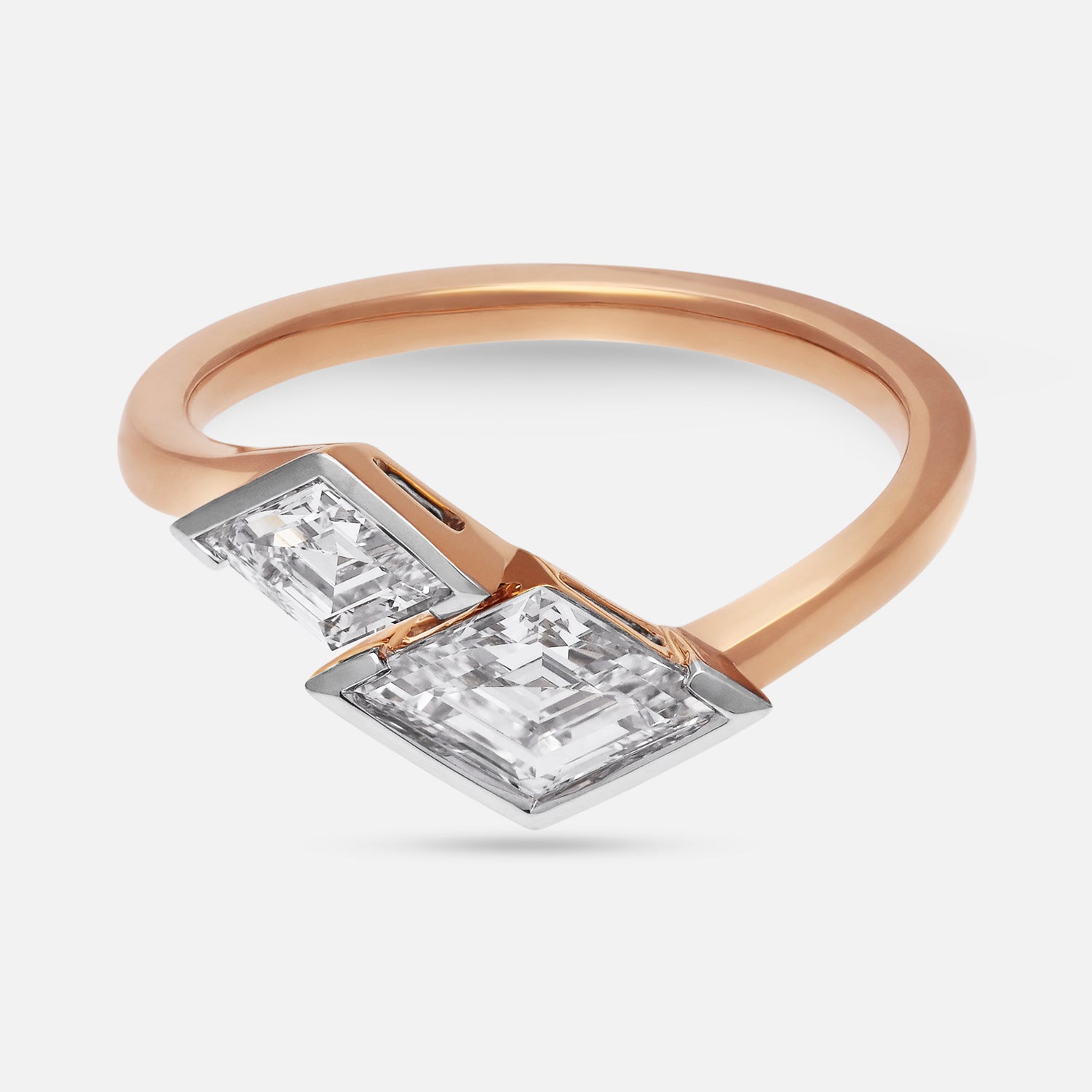 Rose Gold Ring with Twin Lozenge Pointed-Cut Lab-Grown Diamonds | SKU : 0021916823