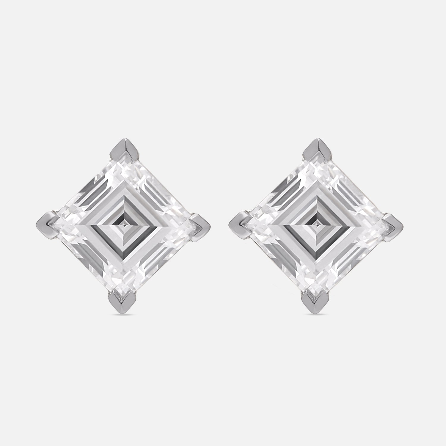 Rose Gold Stud Earrings with Square Step-Cut Lab-Grown Diamonds | SKU : 0021916892