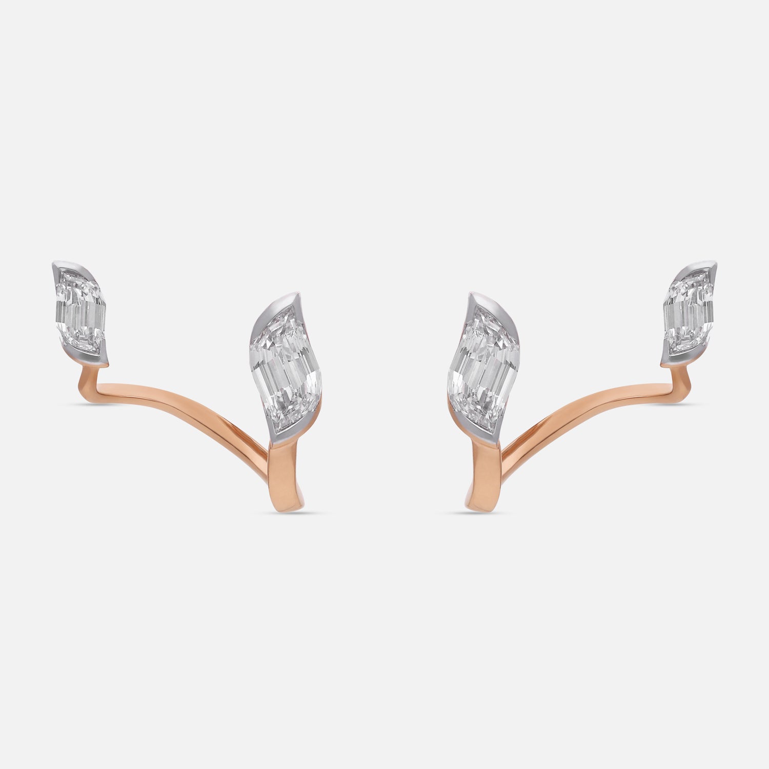 Gold Sculpted Tops with Dual Curved Lab-Grown Diamonds in Organic Form | SKU : 0003767016