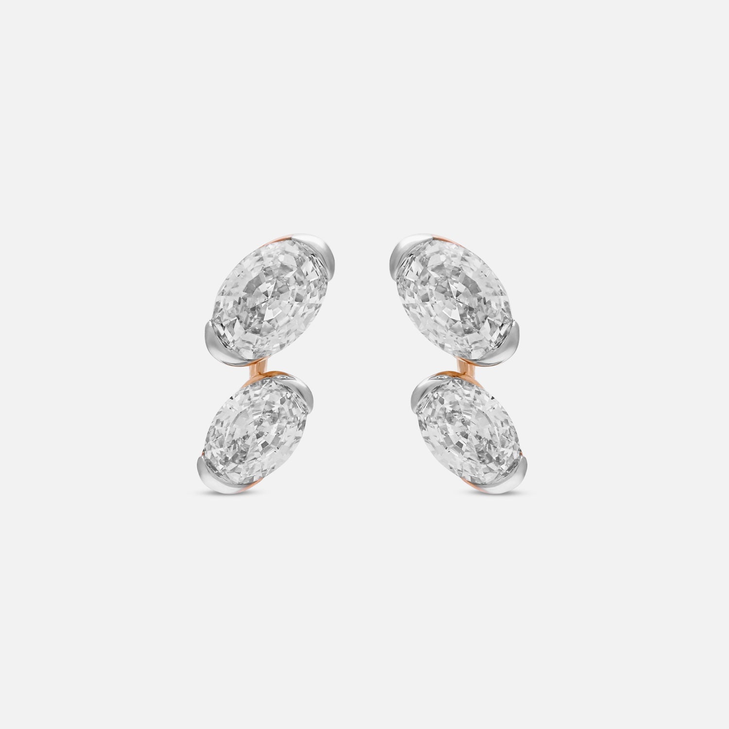 Double Oval Step-Cut Lab-Grown Diamond Rose Gold Stud Earrings | SKU : 0021920127