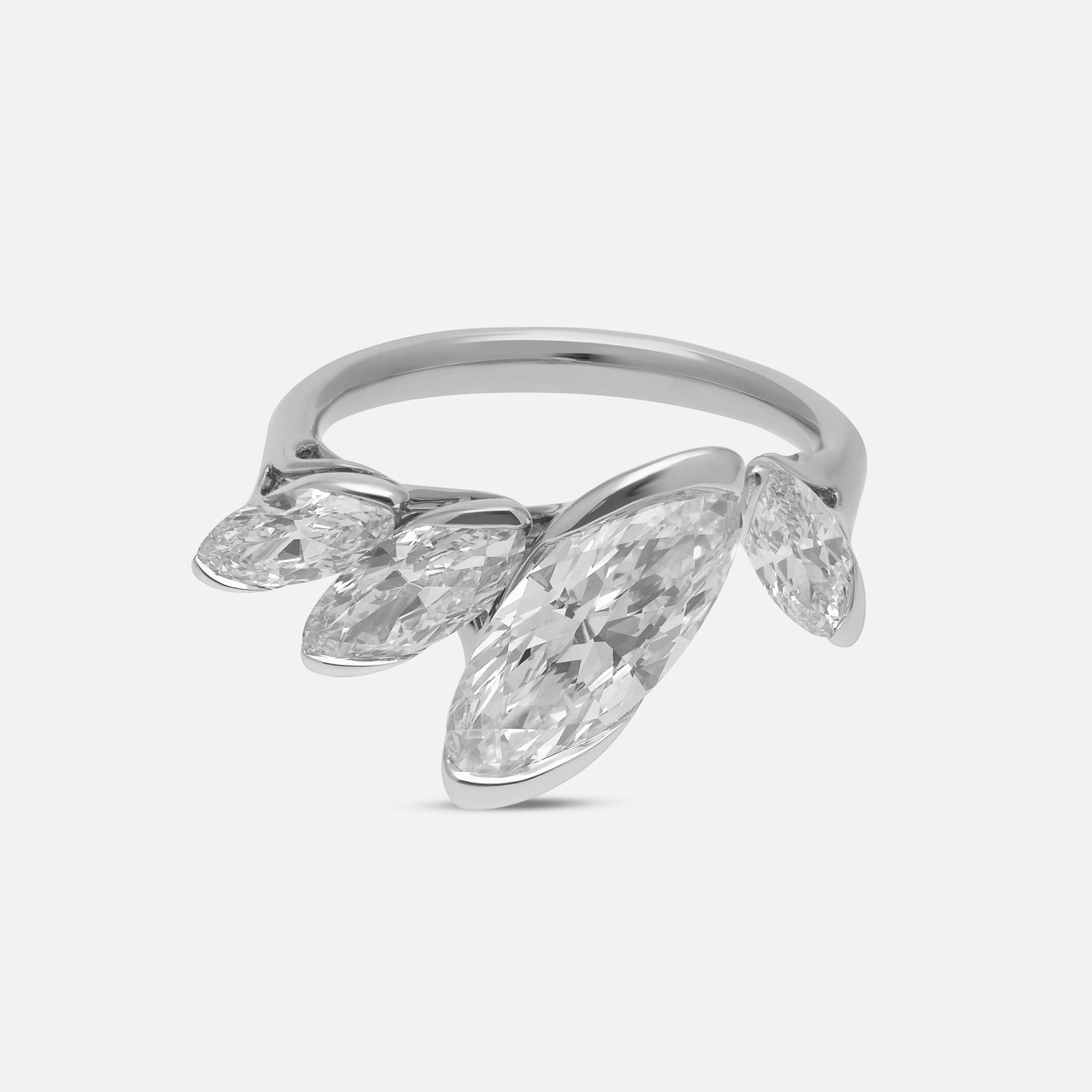 White Gold Ring with Cascading Oval Cut Lab-Grown Diamonds | SKU : 0021963810
