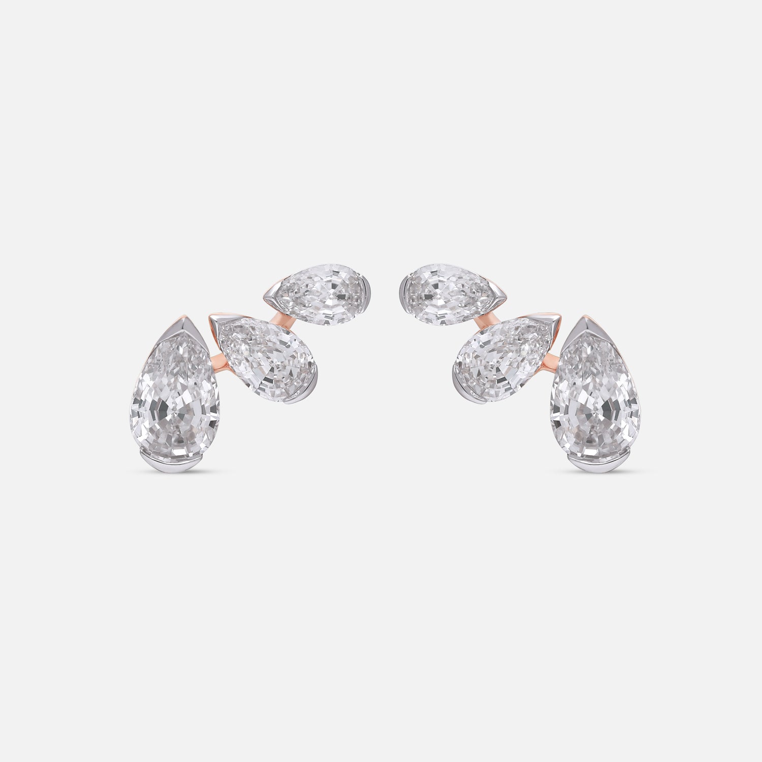 Rose Gold Triple Pear-Cut Lab-Grown Diamond Stud Earrings | SKU : 0021923388