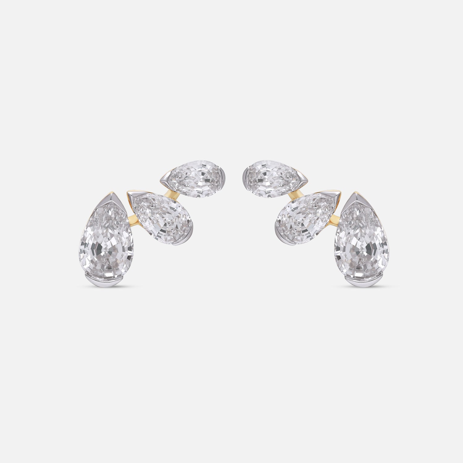 Pear Step-Cut Lab-Grown Diamond Cluster Gold Earrings | SKU : 0021916458