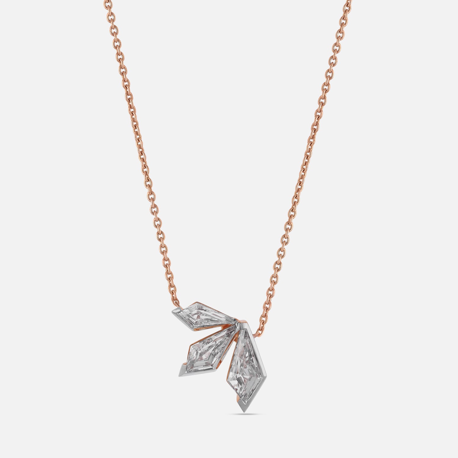 Kite-Cut Lab-Grown Diamond Pendant in Rose Gold Chain | SKU : 0021920134
