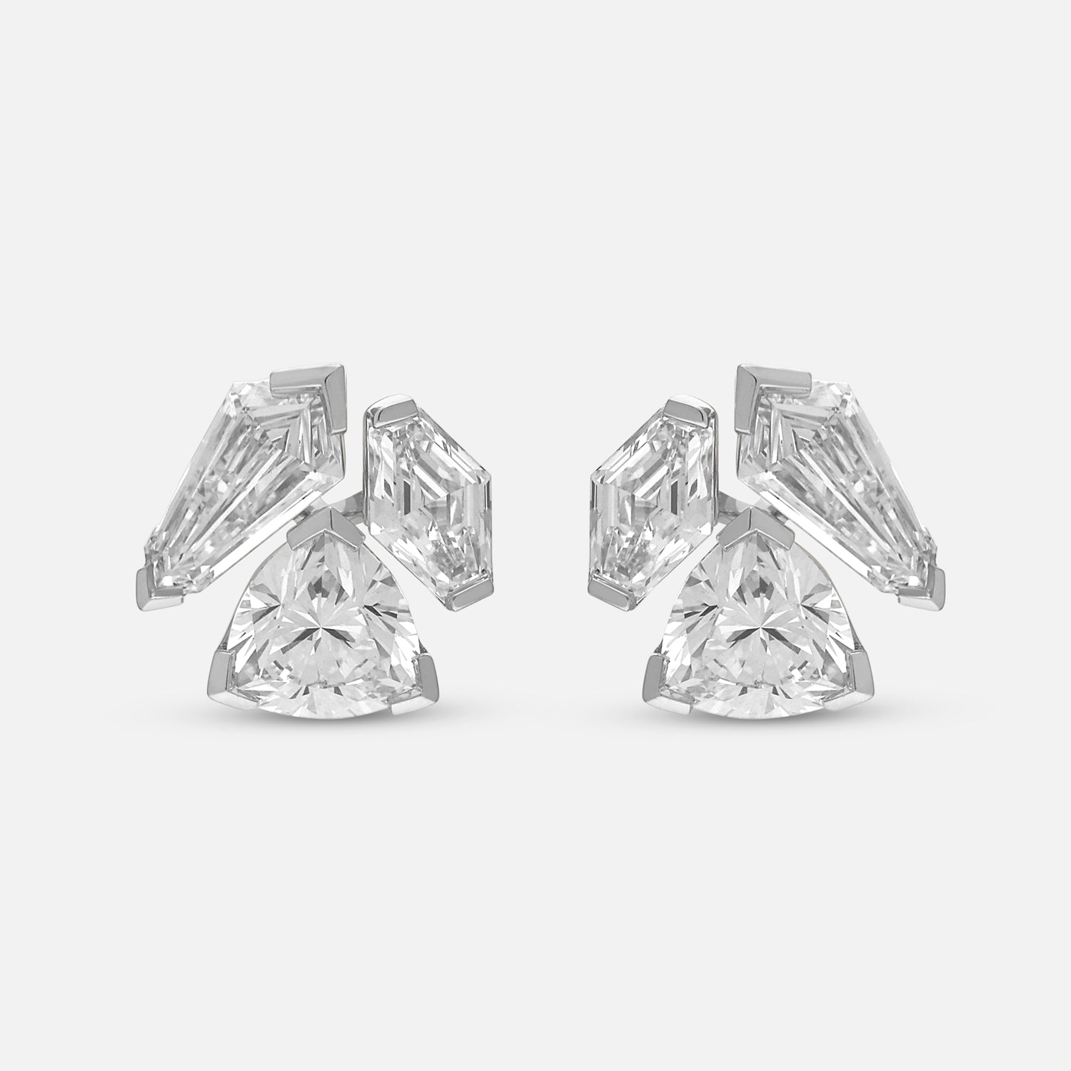White Gold Stud Earrings with Multi-Cut Lab-Grown Diamonds | SKU : 0021946035