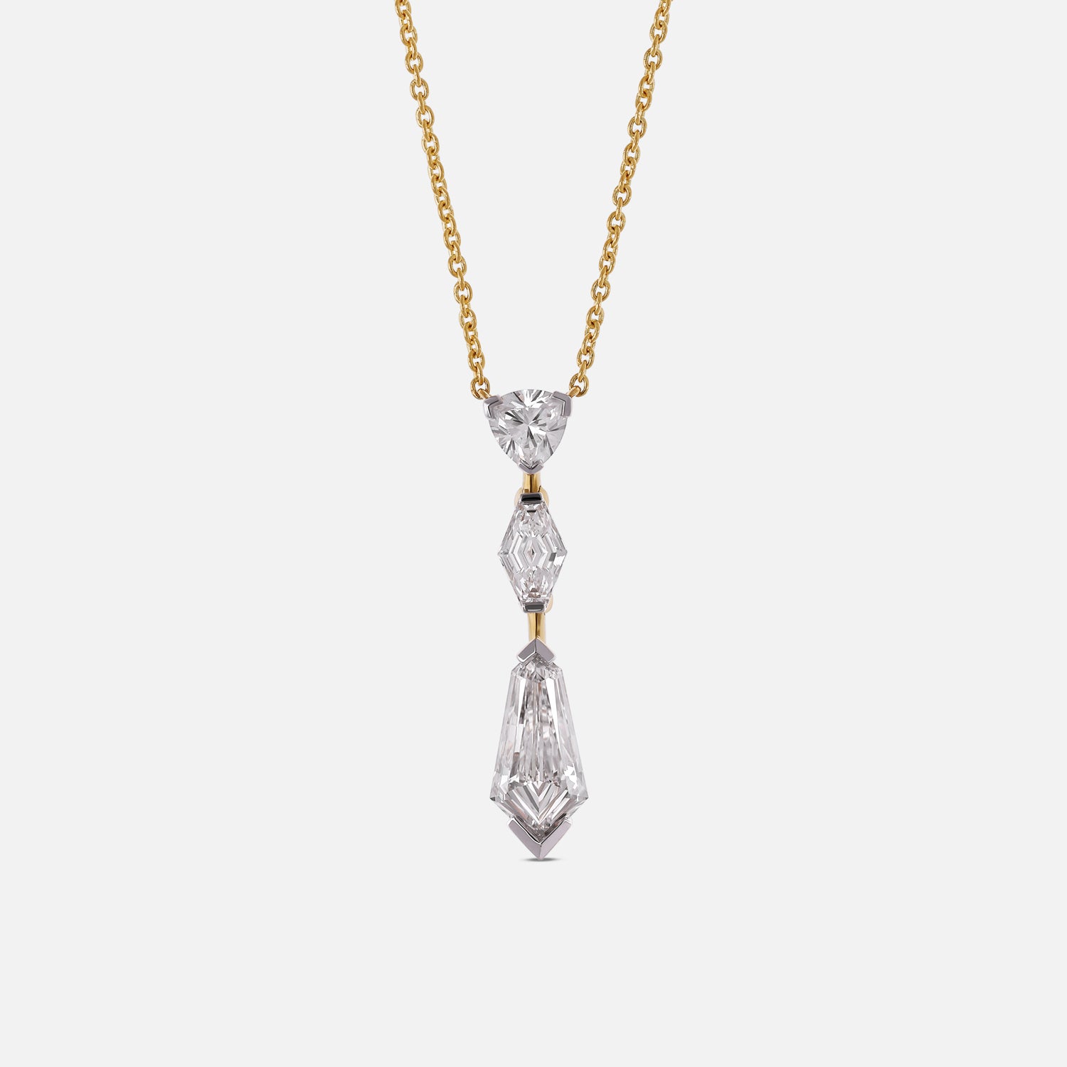 Gold Necklace with Multi-Cut Lab-Grown Diamond Pendant | SKU : 0021917974