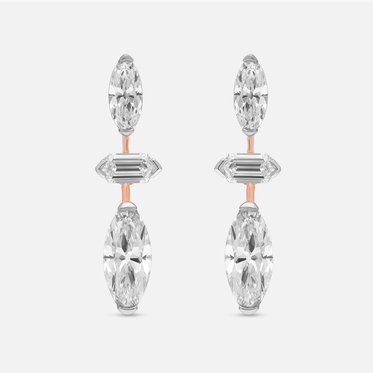 Gold Tops Set with Hexagonal Baguette & Roval-Cut Lab-Grown Diamonds | SKU : 0003759646