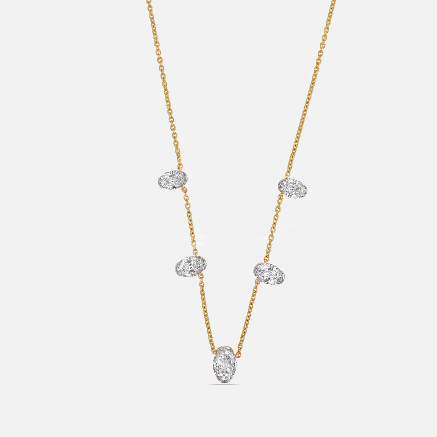 Yellow Gold Necklace with Oval-Cut Lab-Grown Diamonds | SKU : 0003759660