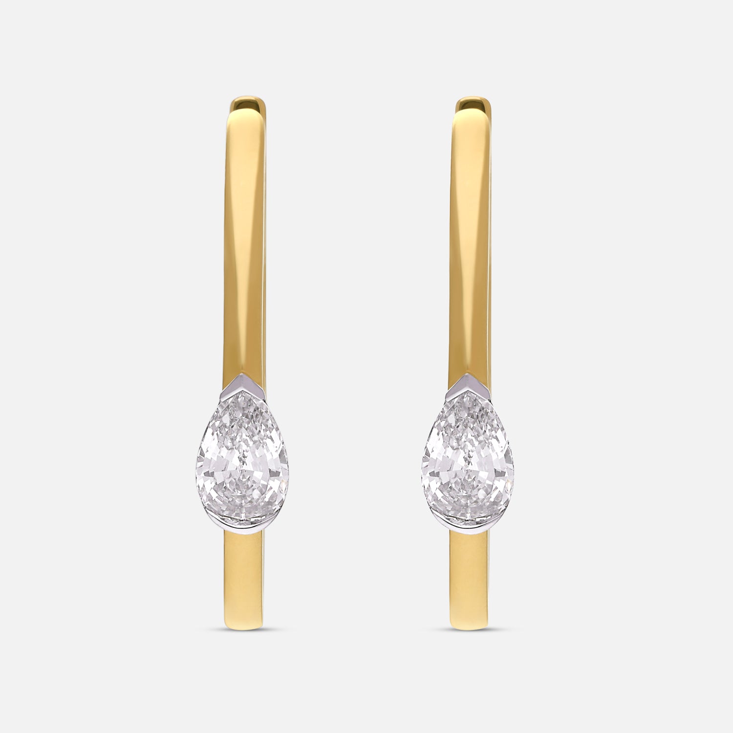 Pear Step-Cut Lab-Grown Diamond Yellow Gold Hoop Earrings | SKU : 0021918025