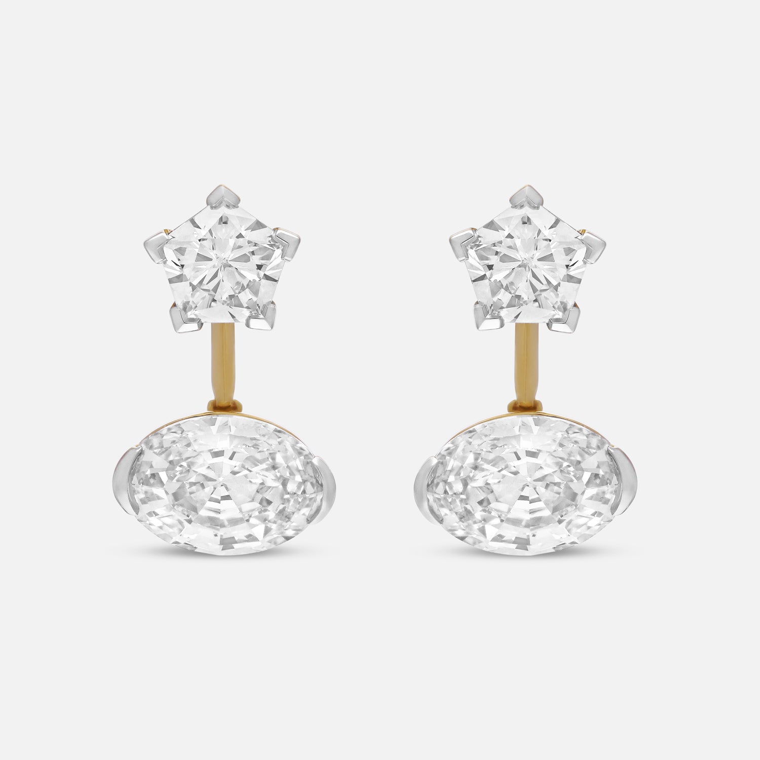 Pentagon & Oval Step Lab-Grown Diamond Drop Earrings in Yellow Gold | SKU : 0021918070