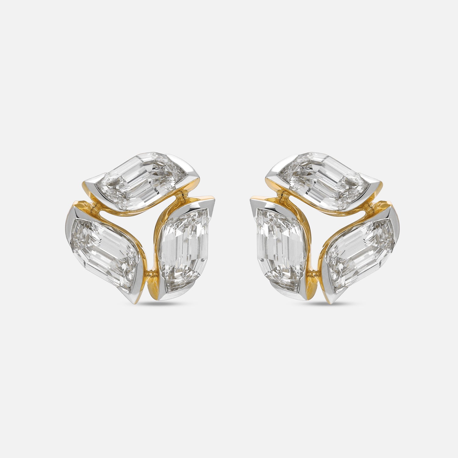 Tapered Flame-Cut Lab-Grown Diamond Gold Stud Earrings | SKU : 0021918100