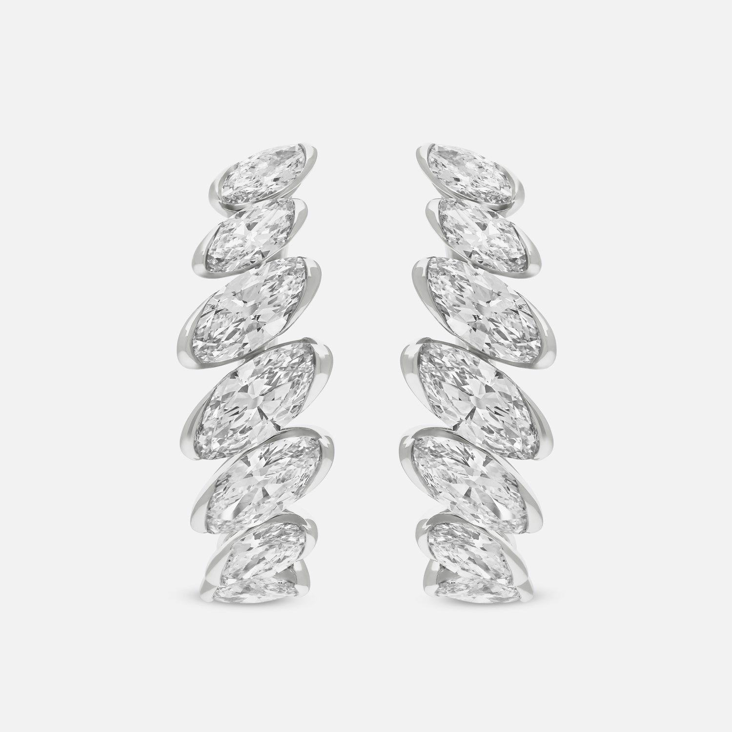 White Gold Roval-Cut Lab-Grown Diamond Hoop Earrings | SKU : 0021922954