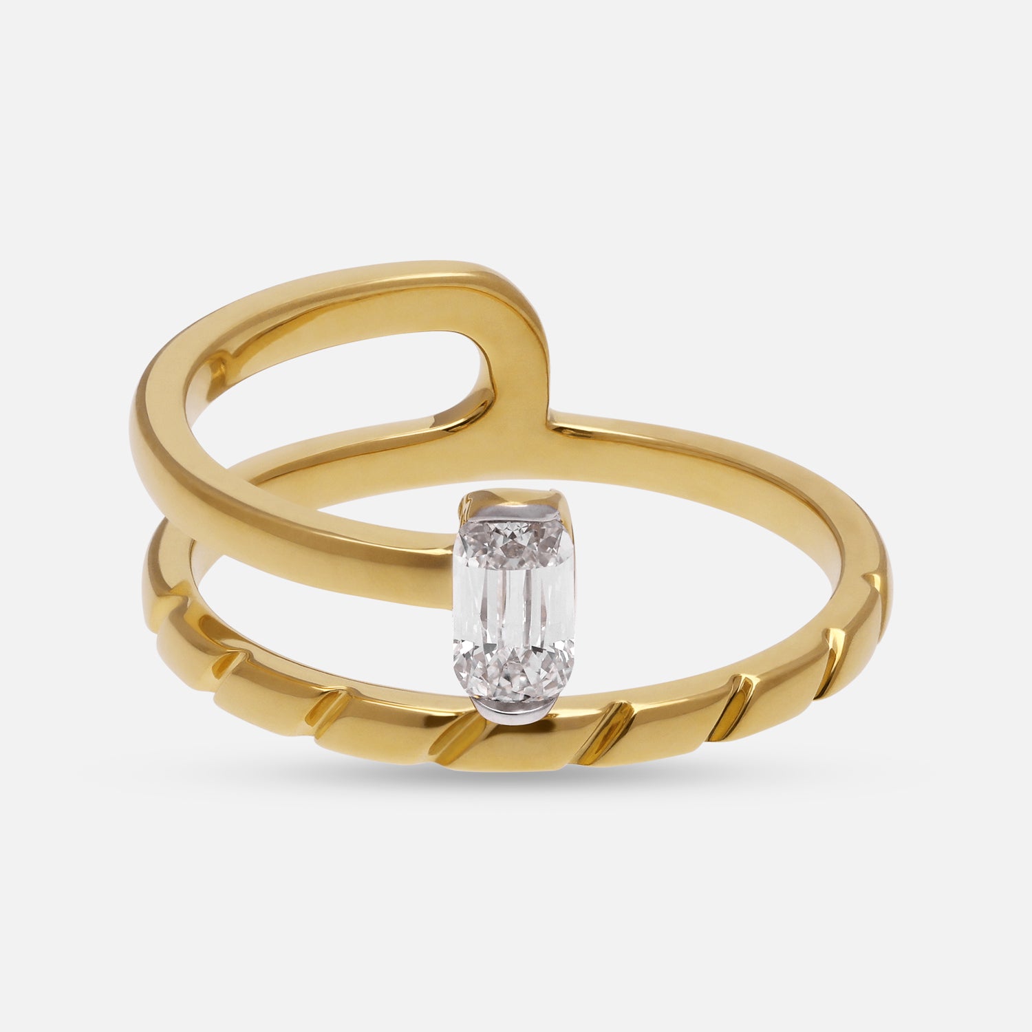 Gold Ring Set with Elongated Cushion-Cut Lab-Grown Diamond | SKU:0021922978
