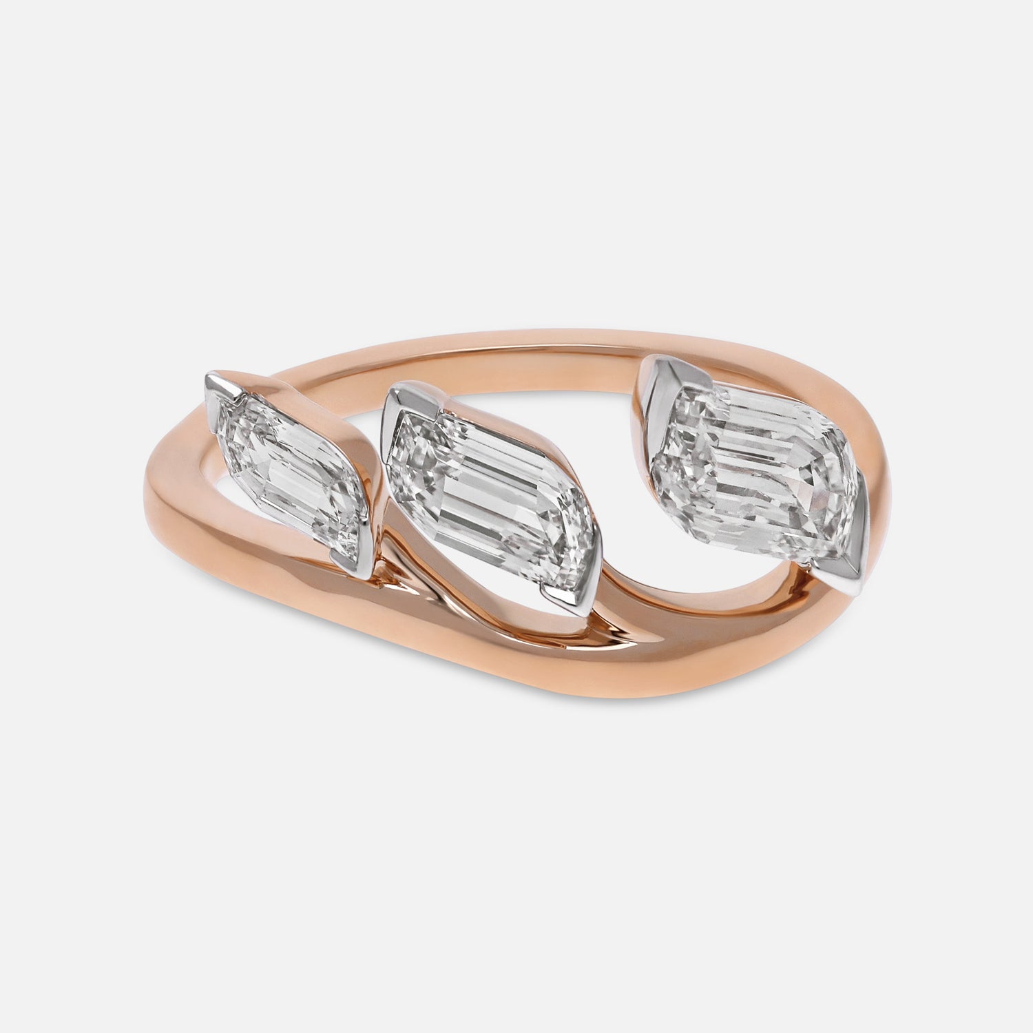 Rose Gold Flame-Cut Lab-Grown Diamond Wrap Ring | SKU : 0021920240