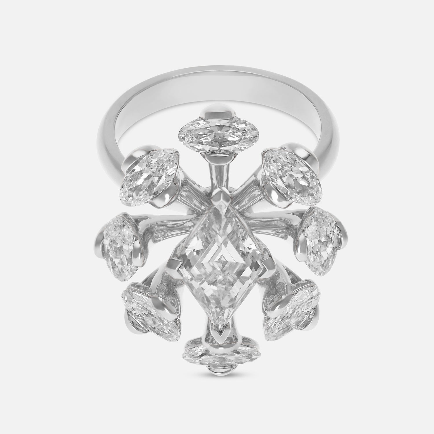 Radiant Lozenge and Oval Lab-Grown Diamond Gold Cocktail Ring | SKU : 0021966675