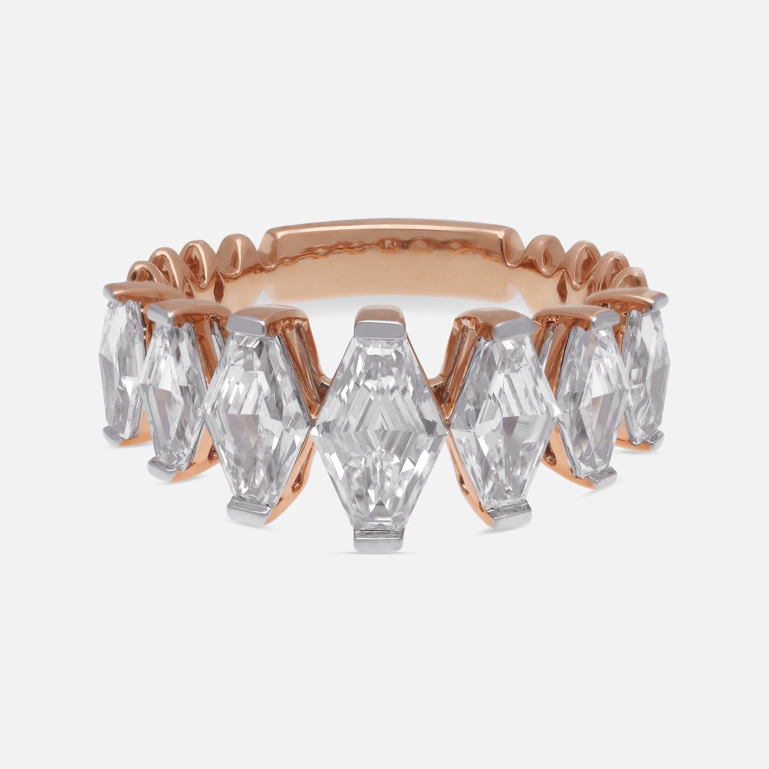 Rose Gold Lozenge Blunt-Cut Lab-Grown Diamond Eternity Band | SKU : 0021920288