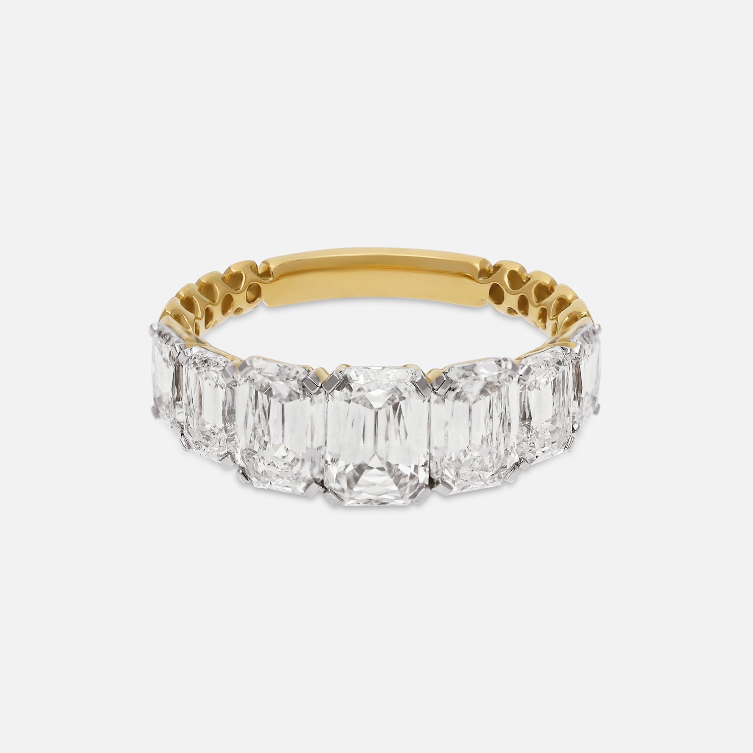 Yellow Gold Band Ring with Emerald Step-Cut Lab-Grown Diamonds | SKU : 0003761687