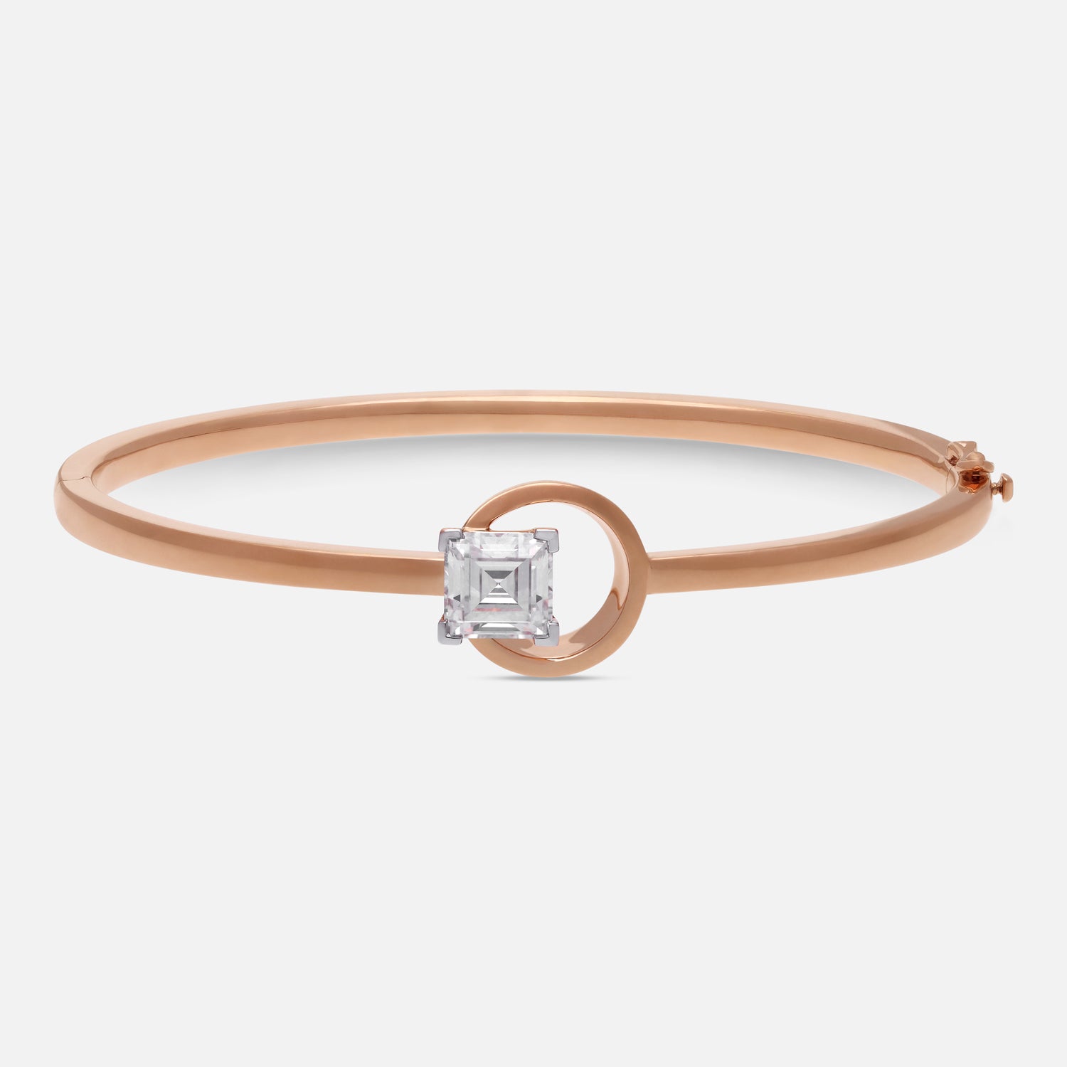 Rose Gold Bangle with Square Step-Cut Lab-Grown Diamond | SKU : 0021925986