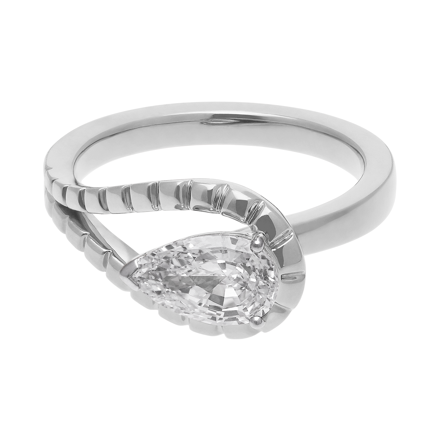Refined Gold Ring with Exquisite Pear Step-Cut Lab-Grown Diamond | SKU : 0021960185