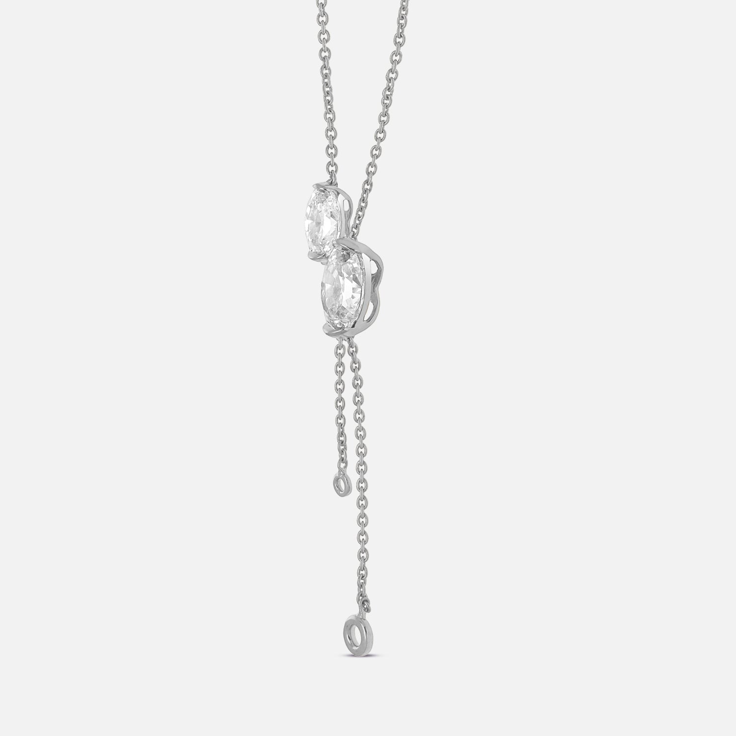 White Gold Chain Necklace with Oval-Cut Lab-Grown Diamond Pendants | SKU : 0021929892