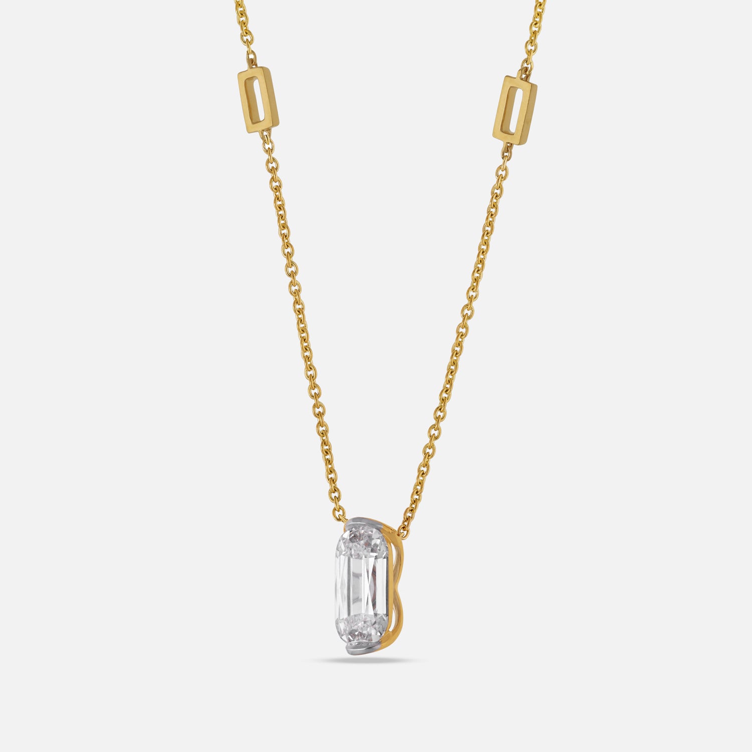 Elongated Cushion-Cut Lab-Grown Diamond Pendant on Gold Chain | SKU : 0021912801
