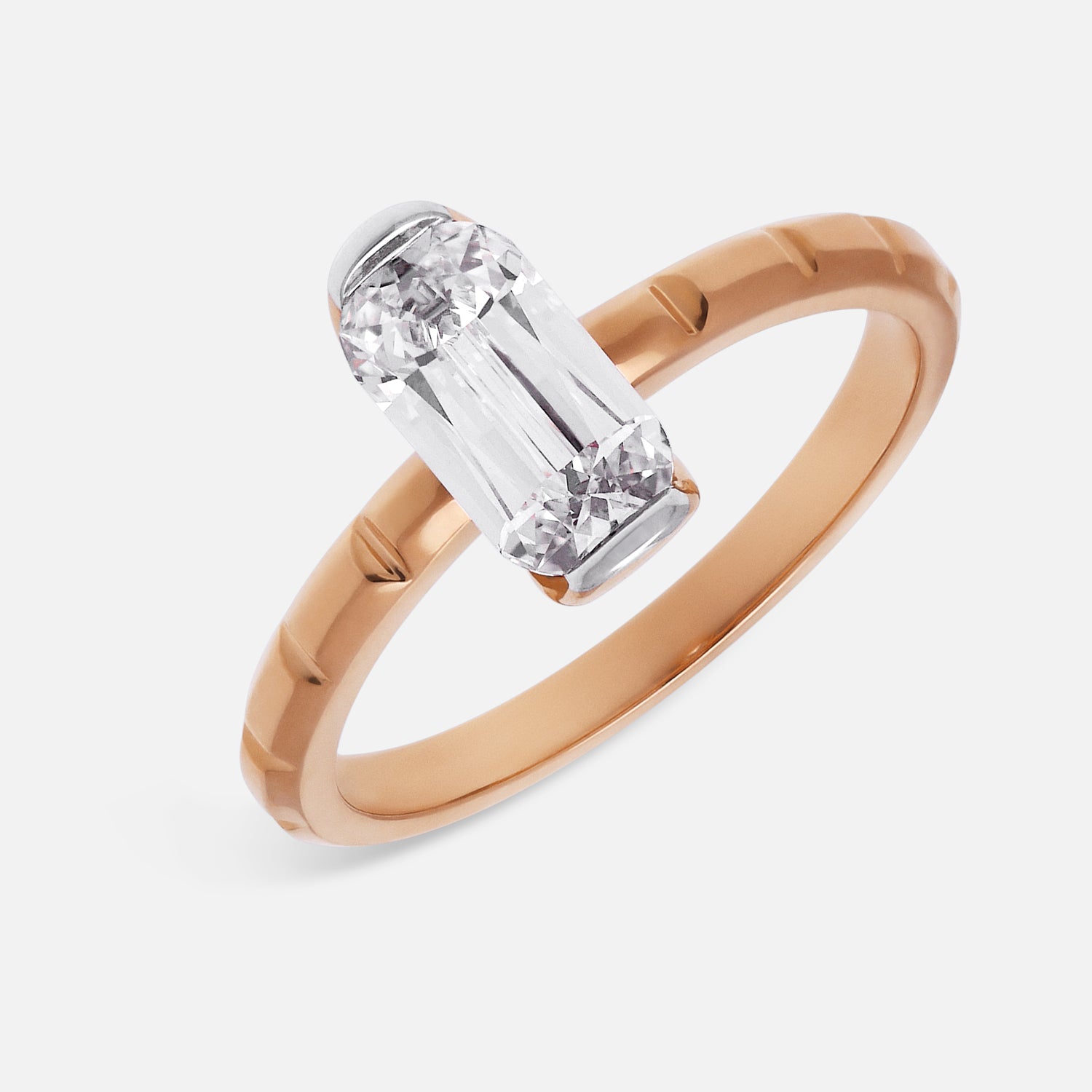 Rose Gold Ring with Elongated Cushion-Cut Lab-Grown Diamond | SKU : 0021916861
