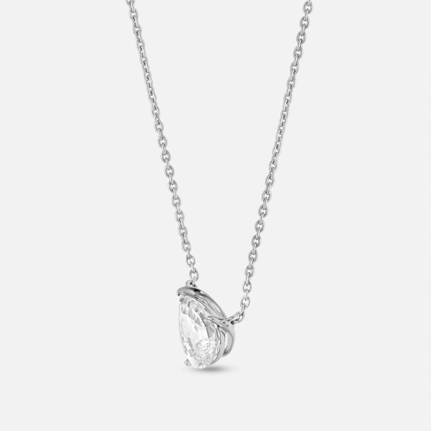 Pear-Cut Lab Grown Diamond Pendant in 18K White Gold Chain | SKU : 0021938726