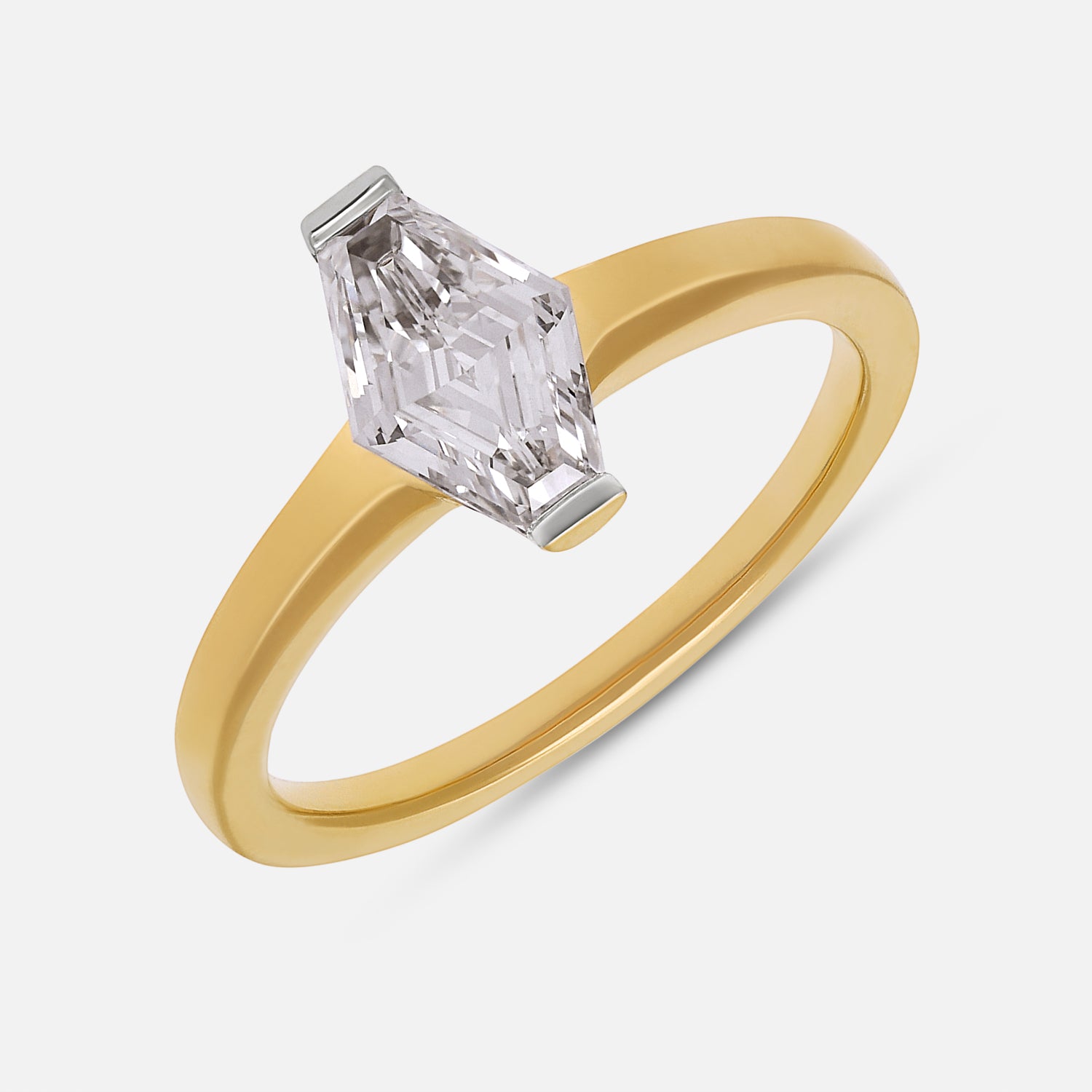 Lozenge Blunt-Cut Lab-Grown Diamond Ring in 18Kt Yellow Gold | SKU : 0021912795