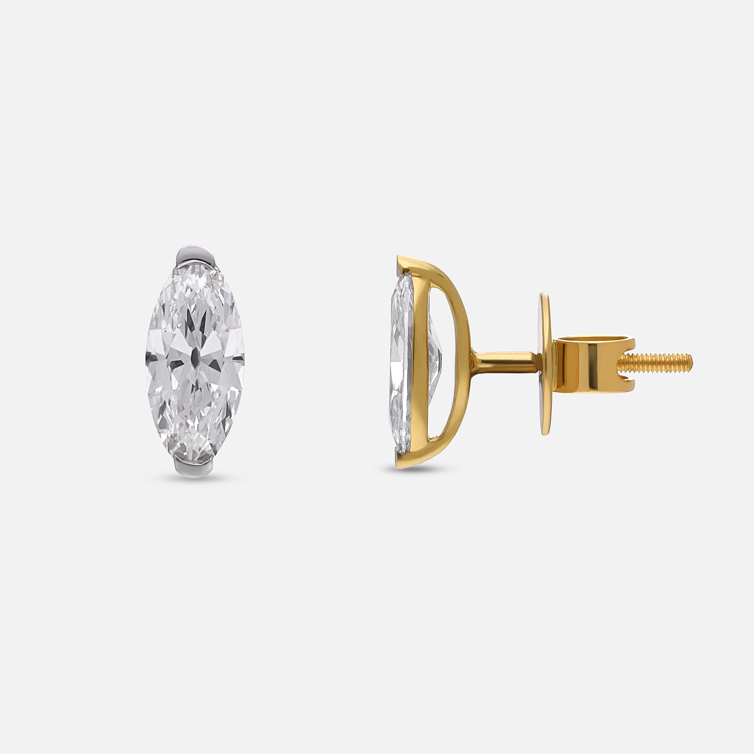 Roval-Cut Lab-Grown Diamond Stud in 18Kt Yellow Gold | SKU : 0021911743